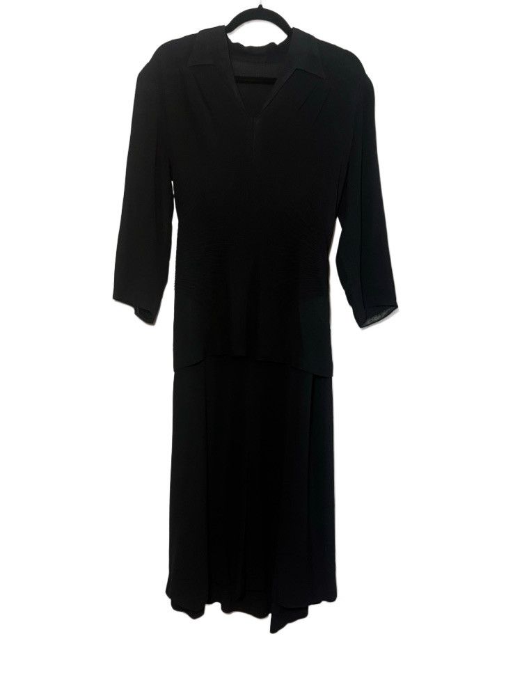 Vintage 1940's Black Sheer Ruched Afternoon Dress