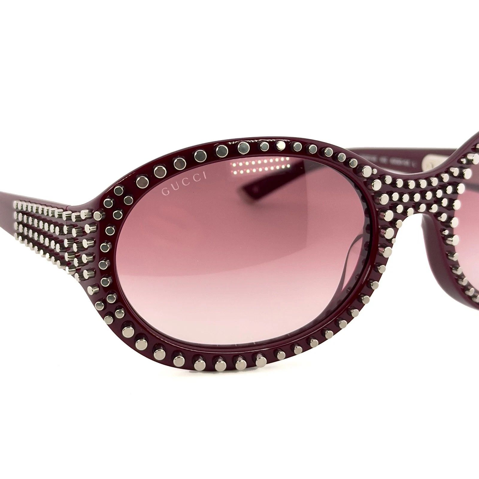 Gucci GUCCI GG2013S Burgundy 2013 Spike Fashion Sunglasses 002 Size ONE SIZE - 9 Thumbnail