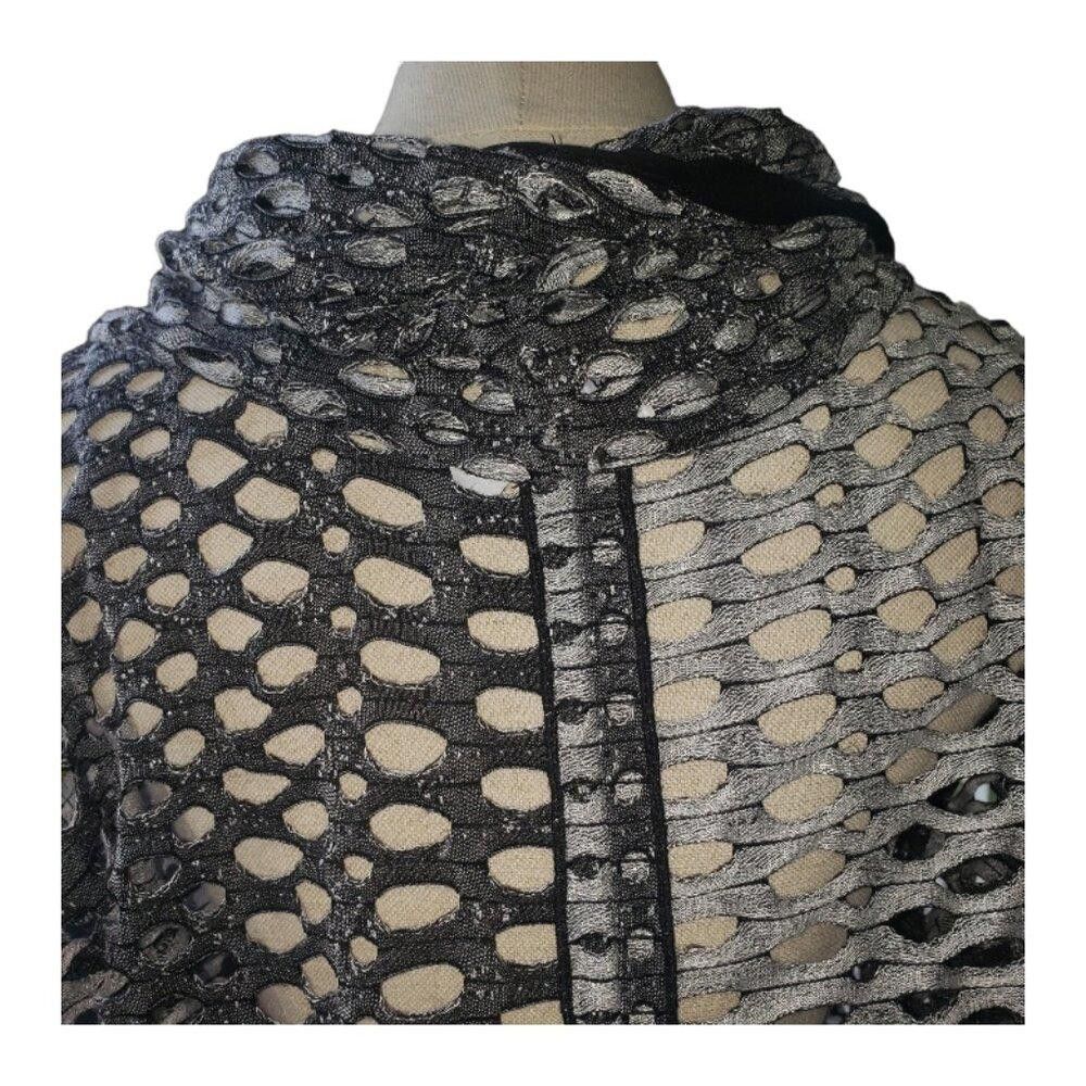 Designer CT1566 Joseph Ribkoff Silver & Black Cowl Neck Blouse Size L / US 10 / IT 46 - 6 Thumbnail