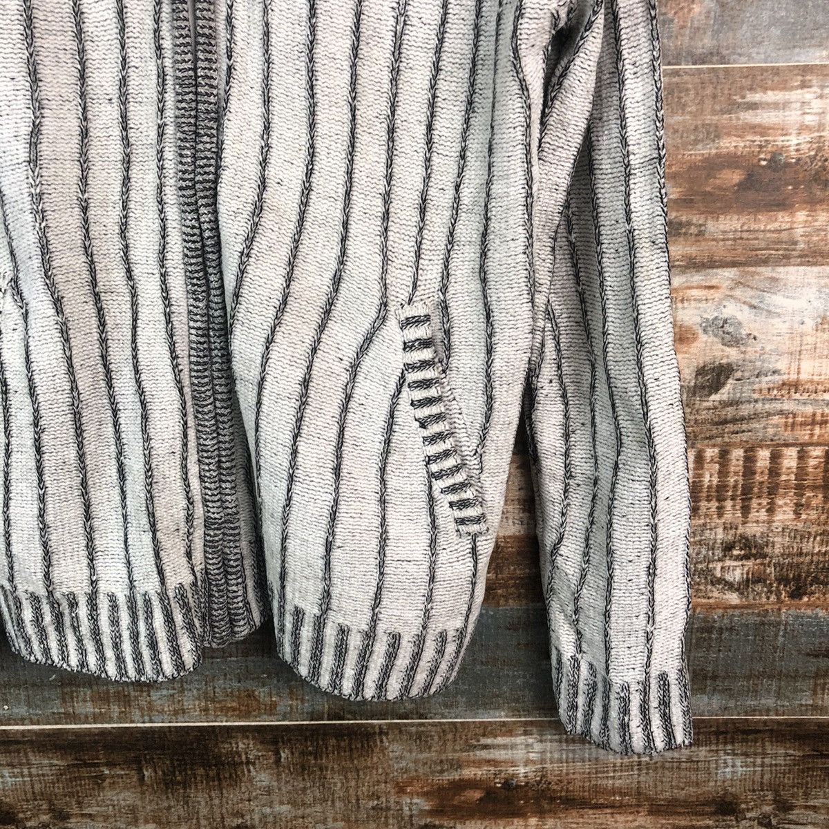 Homespun Knitwear DL Foravi White stripe sweater Hoodie Knitwear #C497 Size US M / EU 48-50 / 2 - 8 Thumbnail