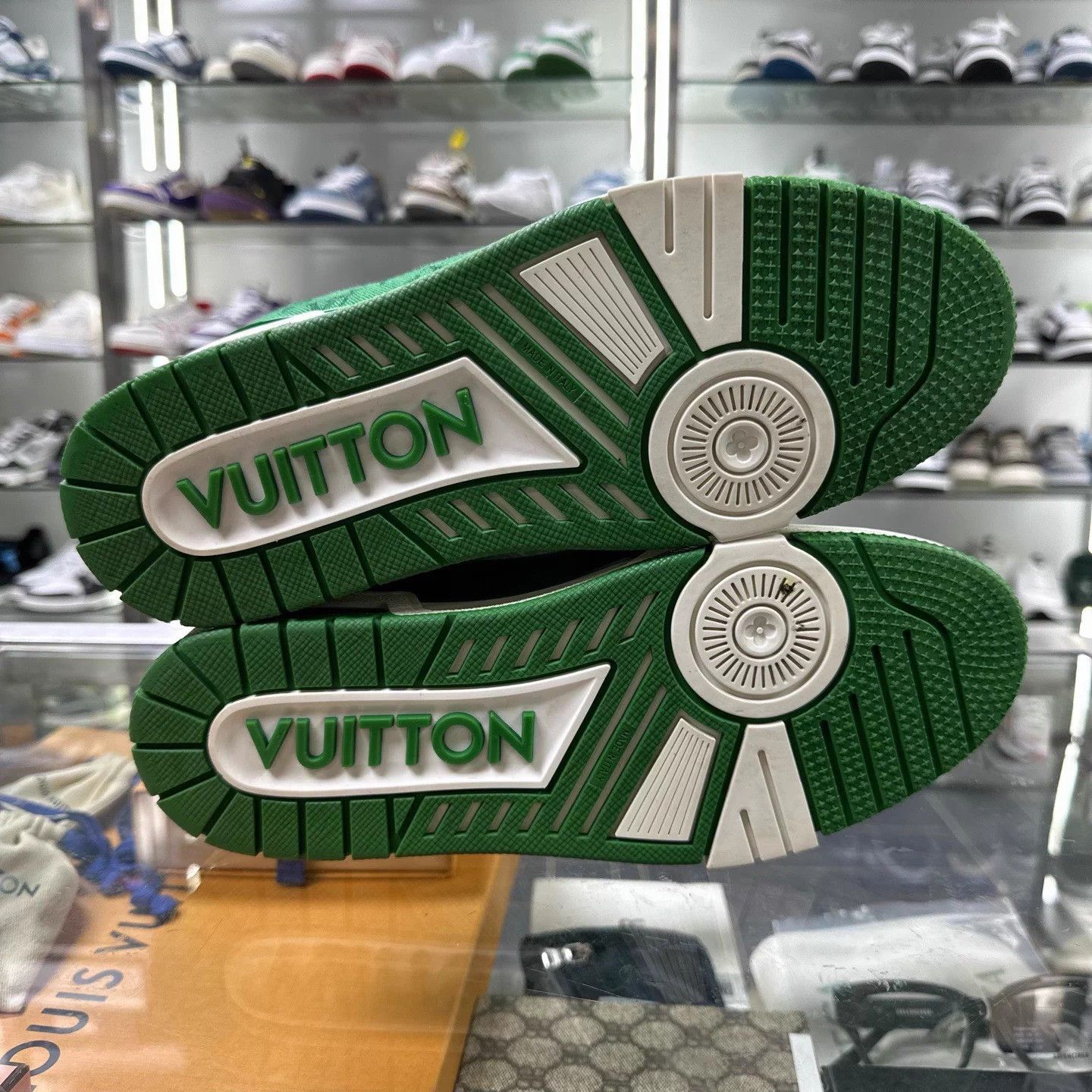 Louis Vuitton LV TRAINER white green denim UK6.5 Size US 6.5 / EU 39-40 - 7 Thumbnail