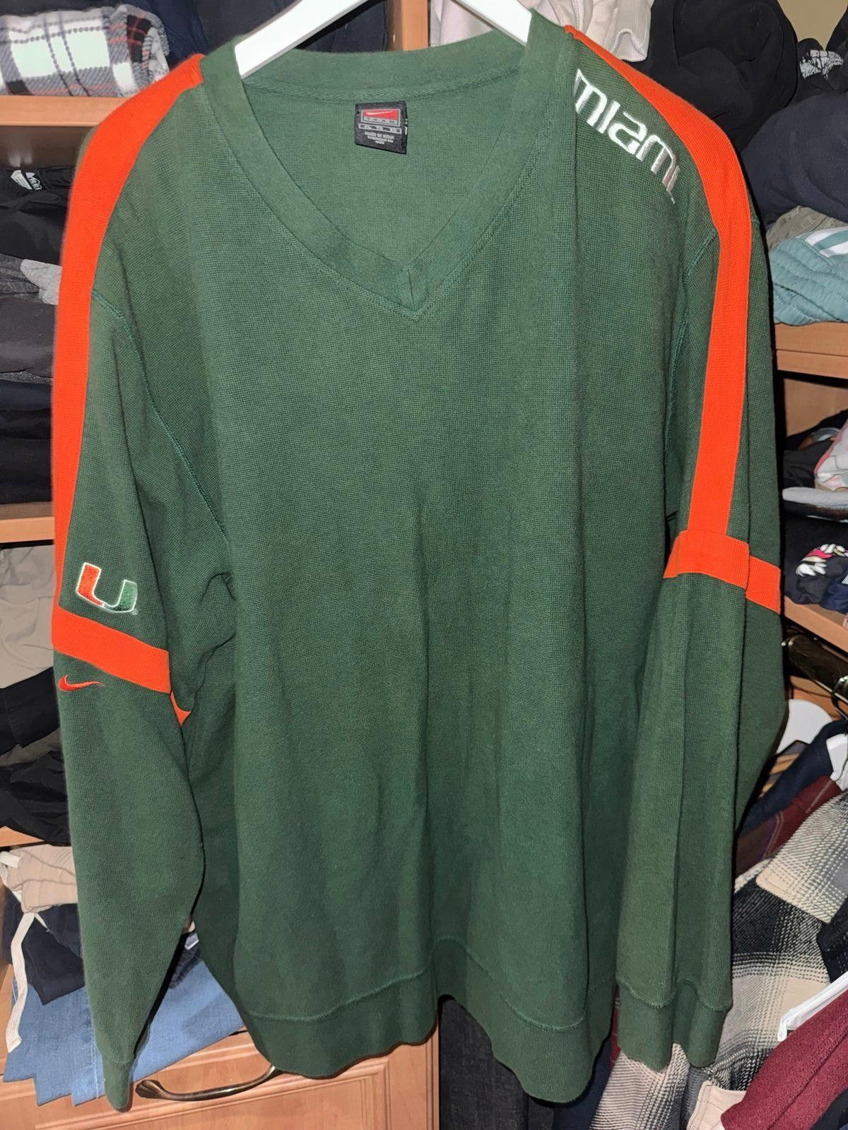 Nike Nike Team Miami Hurricanes Waffle Knit Longsleeve Mens Sz XL Size US XL / EU 56 / 4 - 2 Thumbnail