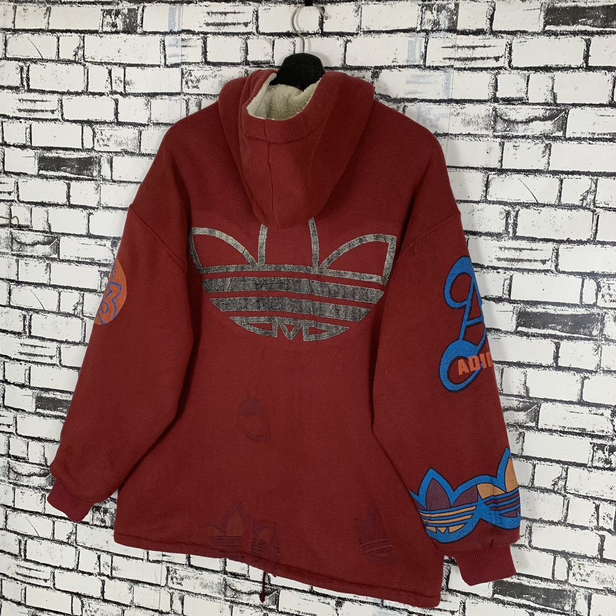 Adidas Vintage 90s Adidas Art Sherpa Hoodie Jacket Size US M / EU 48-50 / 2 - 6 Thumbnail