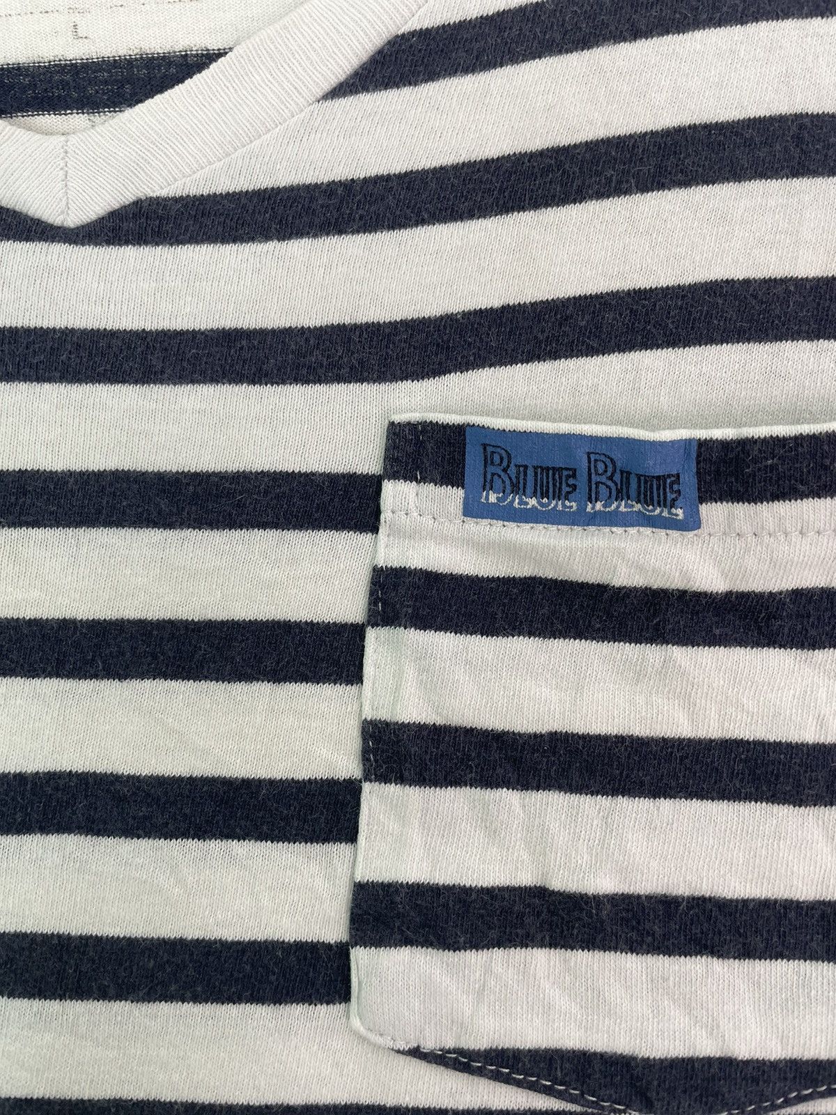 Blue Blue Japan BLUE BLUE japan indigo stripes pocket v neck shirt Size US L / EU 52-54 / 3 - 2 Thumbnail