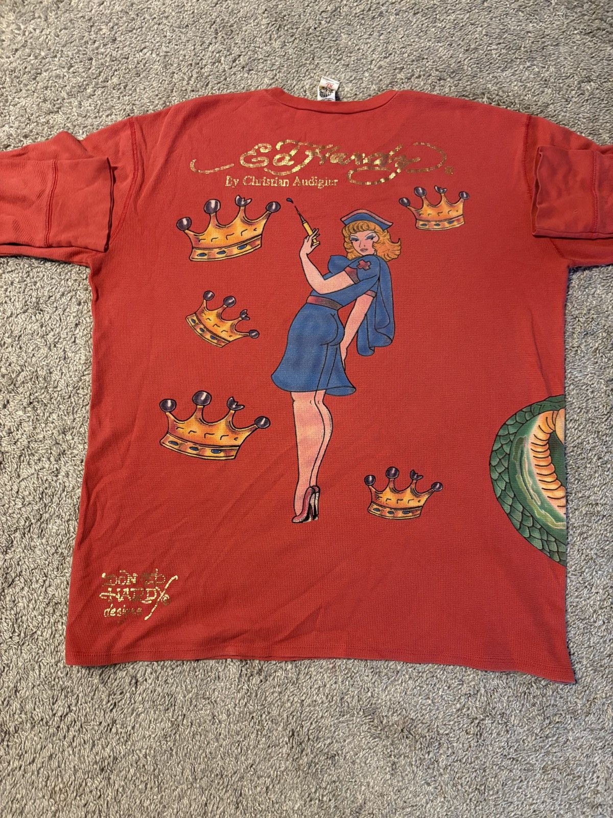 Ed Hardy Vintage Burgundy Ed Hardy Long Sleeve Thermal Size US XL / EU 56 / 4 - 5 Thumbnail
