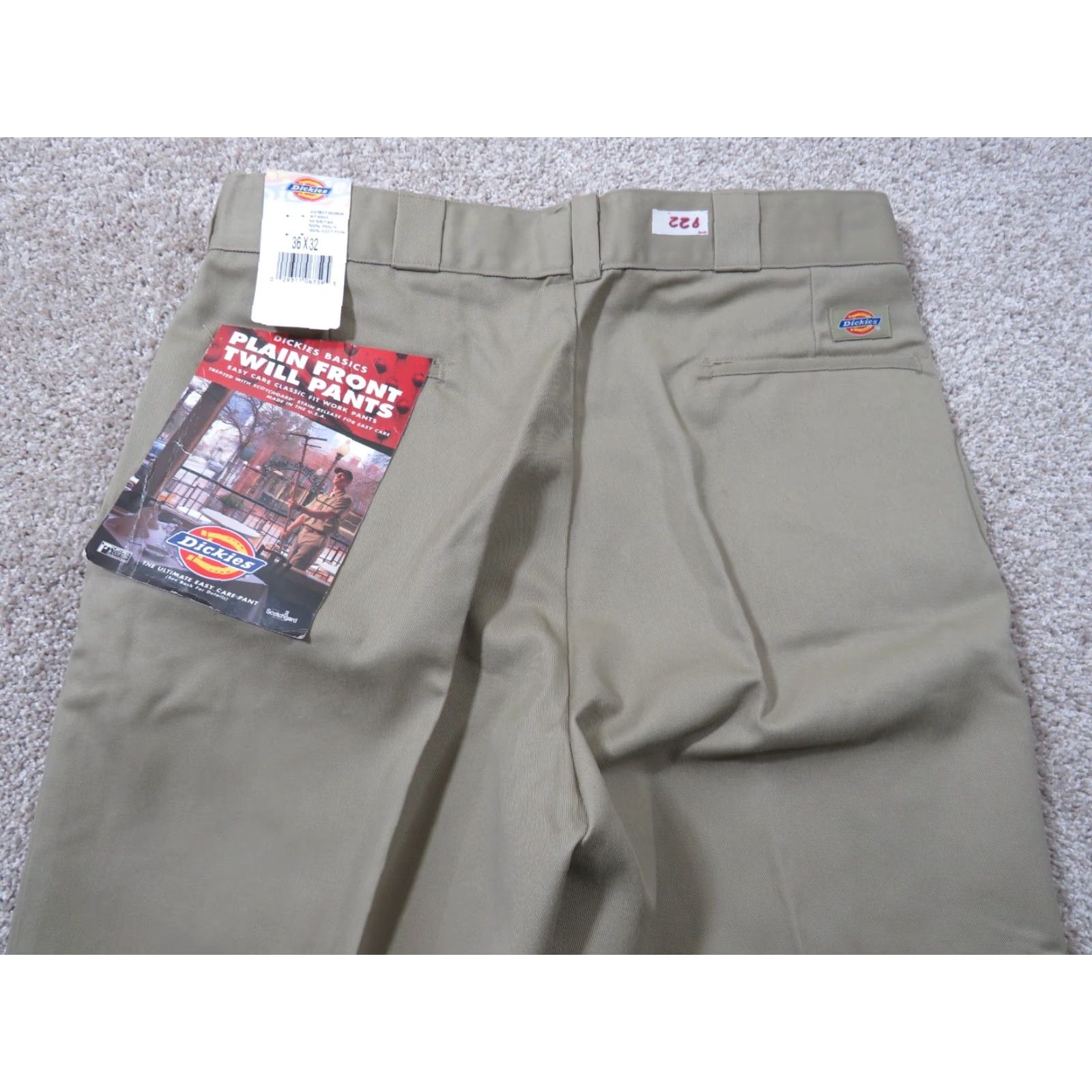 Dickies Dickies Men’s Twill Pants Khaki Straight 34X32 Work Plain Front Scotchgard Beige Cotton Polyester Blend Flat Front Regular Leg Mens Size US 34 / EU 50 - 4 Thumbnail