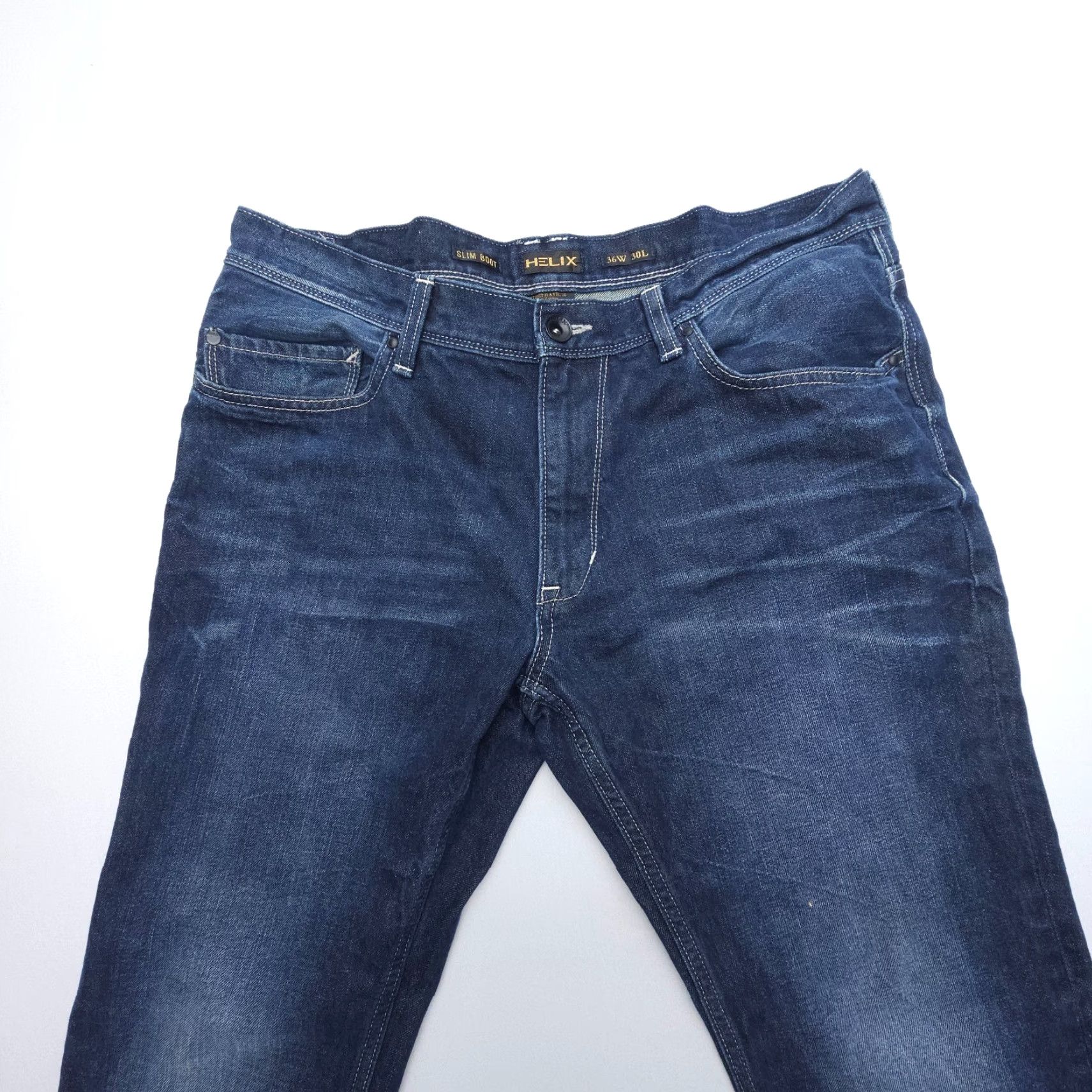 Denime Helix Slim Boot Jeans Mens 36 x 30 Dark Wash Denim 100% Cotton Western Workwear Jeans Slim Bootcut Pocket Design Mens Blue Regular 30 Inseam 5-Pocket Size US 36 / EU 52 - 5 Thumbnail