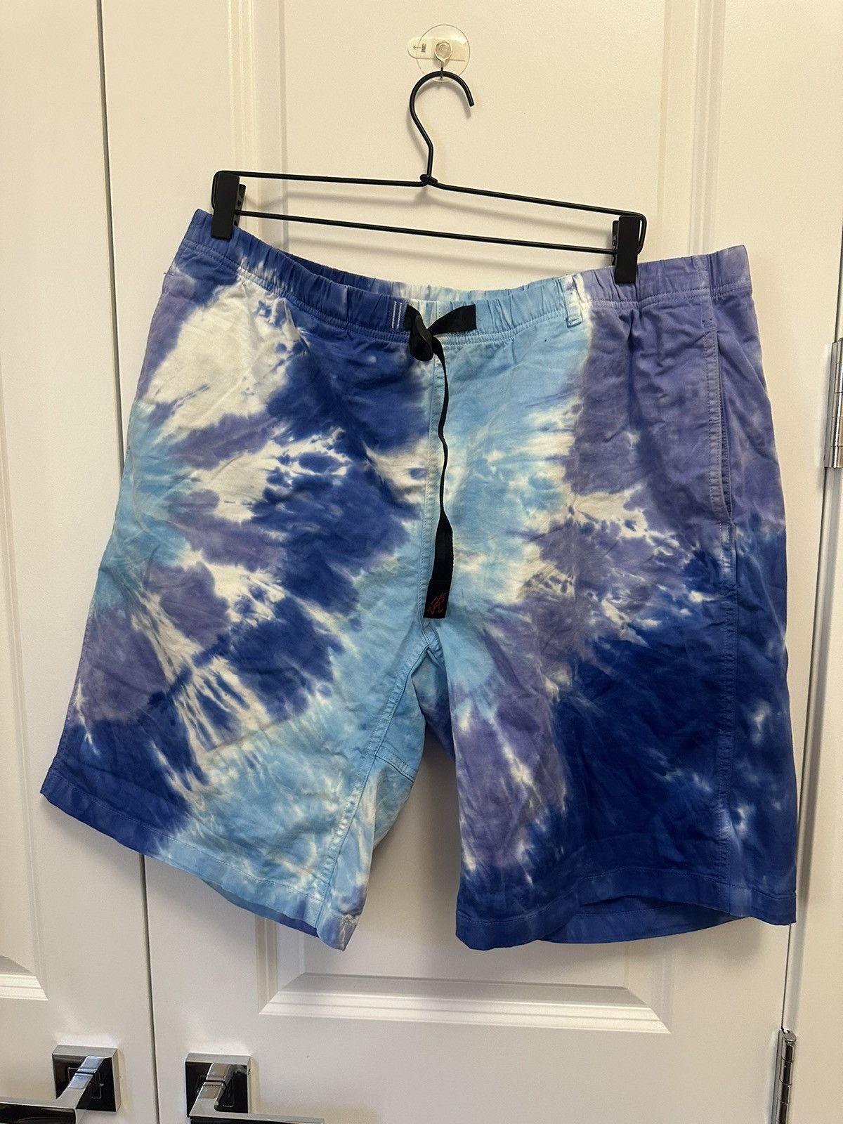 image of Gramicci Tie-Dye Self Belted Shorts in Blue, Men's (Size 36)