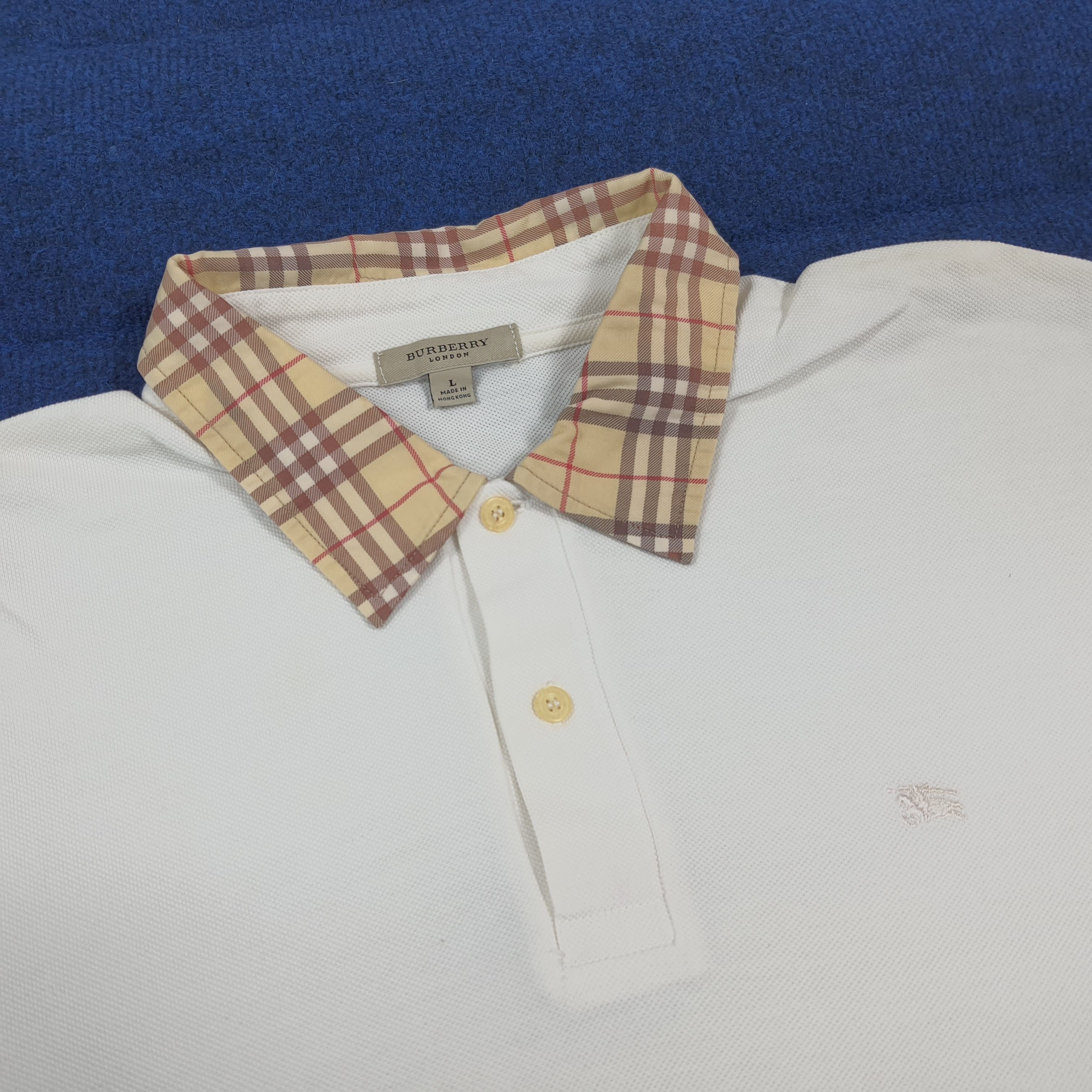 Burberry Vintage Burberry London White Nova Check Polo Shirt C299N52 Size US XL / EU 56 / 4 - 2 Thumbnail