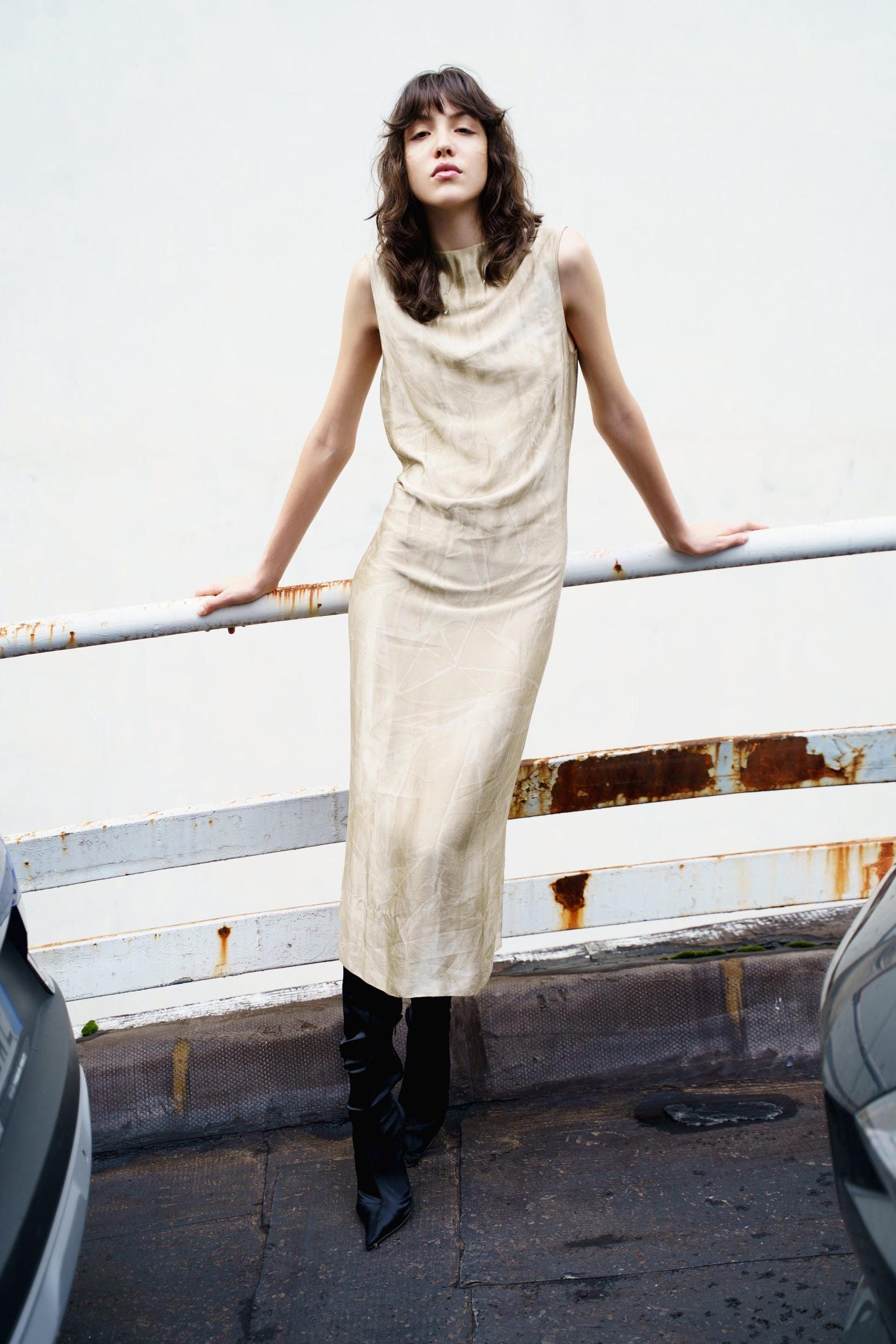 Maison Margiela Maison Martin Margiela 2001 Champagne Viscose Midi Dress Size S / US 4 / IT 40 - 1 Thumbnail