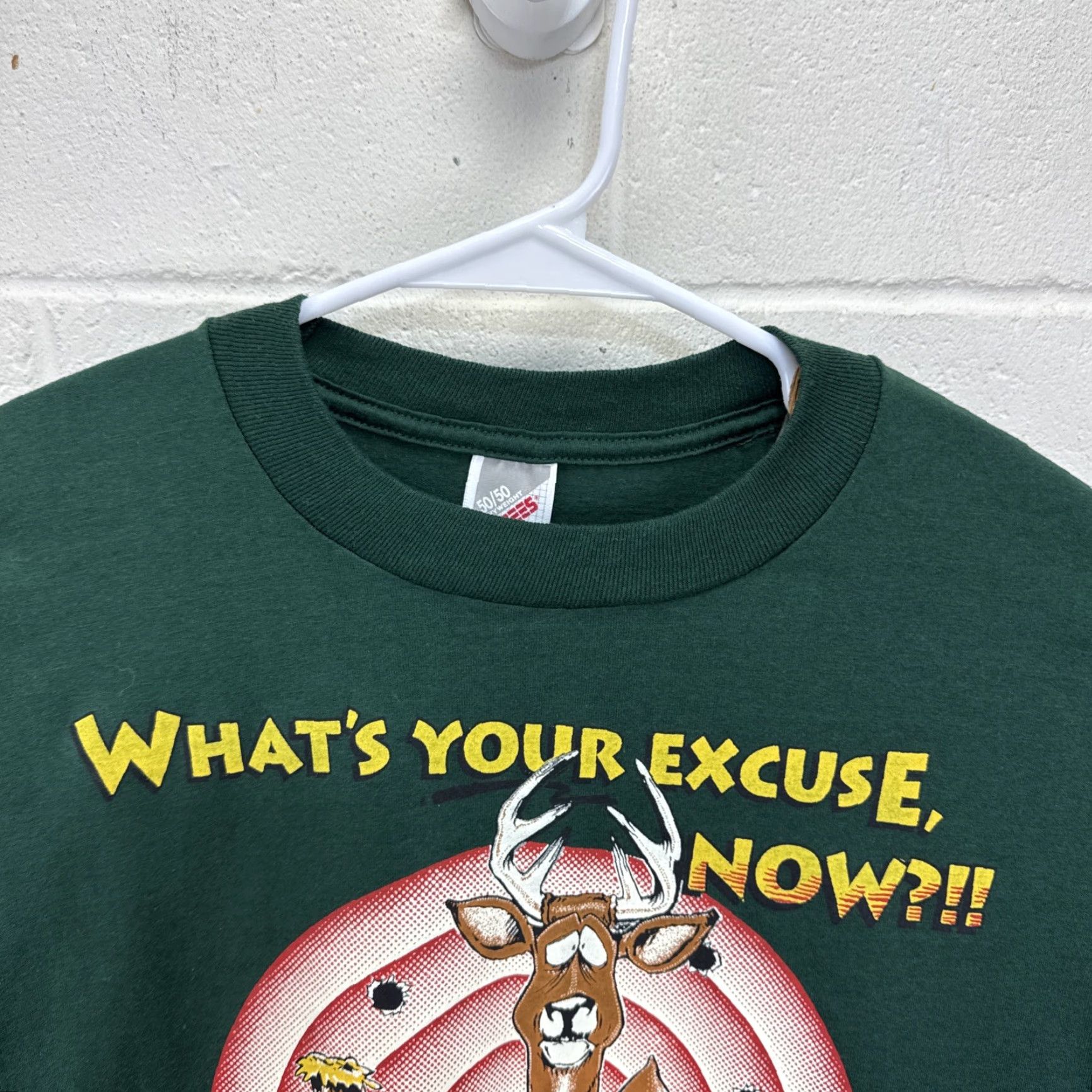 Jerzees VINTAGE JERZEES Deer Hunting Humor T Shirt USA 2XL Green Crew Neck Short Sleeve Graphic Mens Rounded Off 1990s Size US XXL / EU 58 / 5 - 4 Thumbnail