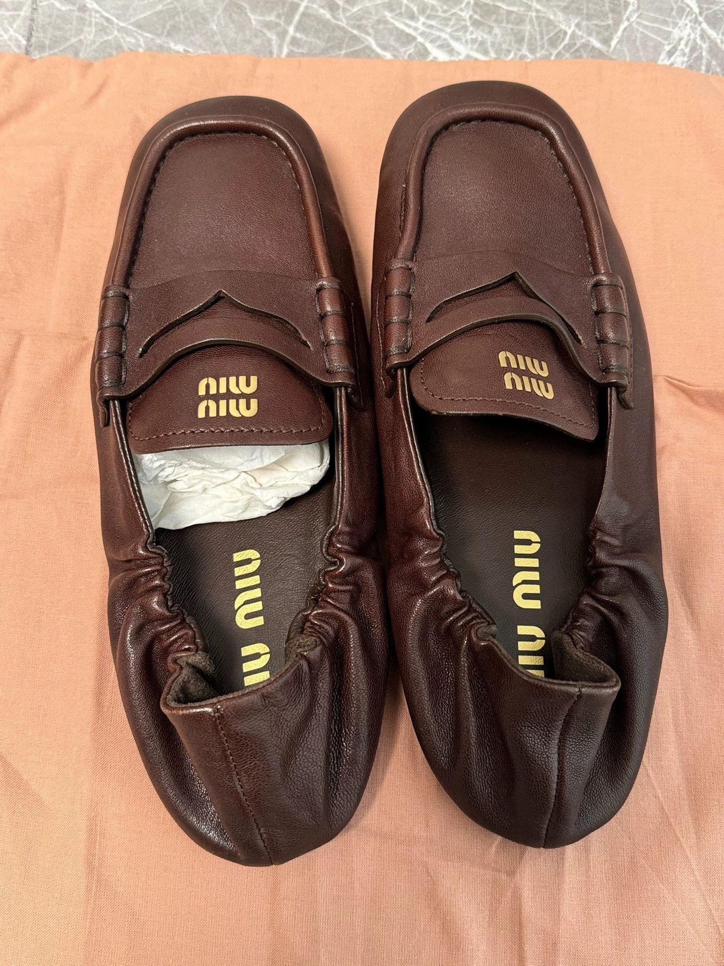 Miu Miu Miu Miu stone brown slip-on Nappa loafer Jang Won-young Size US 4.5 / IT 34.5 - 5 Thumbnail