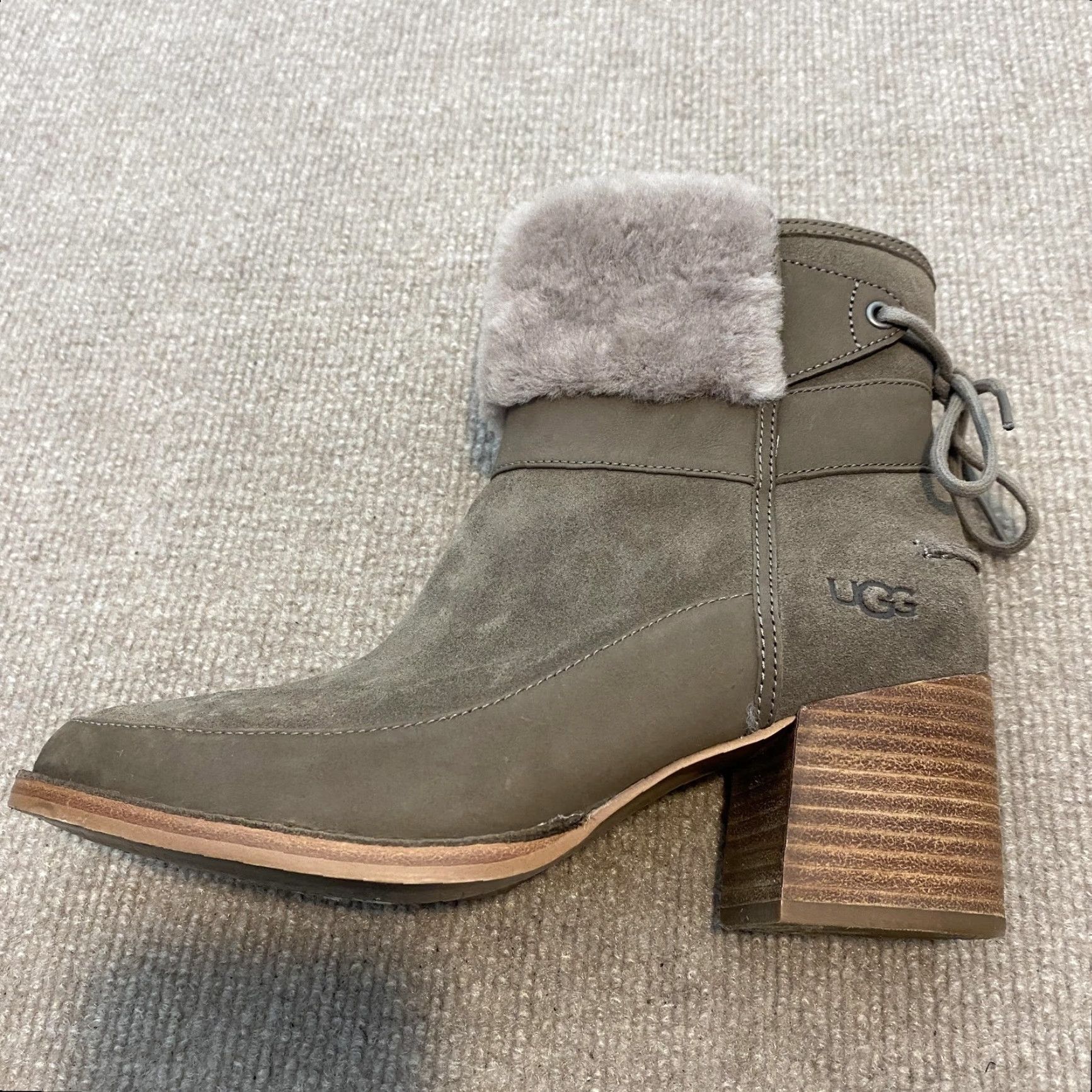 Ugg UGG Boots Womens Size 7.5 Gray Suede Shearling Lined Ankle Block Heel 1104863 Size US 8 / IT 38 - 2 Thumbnail