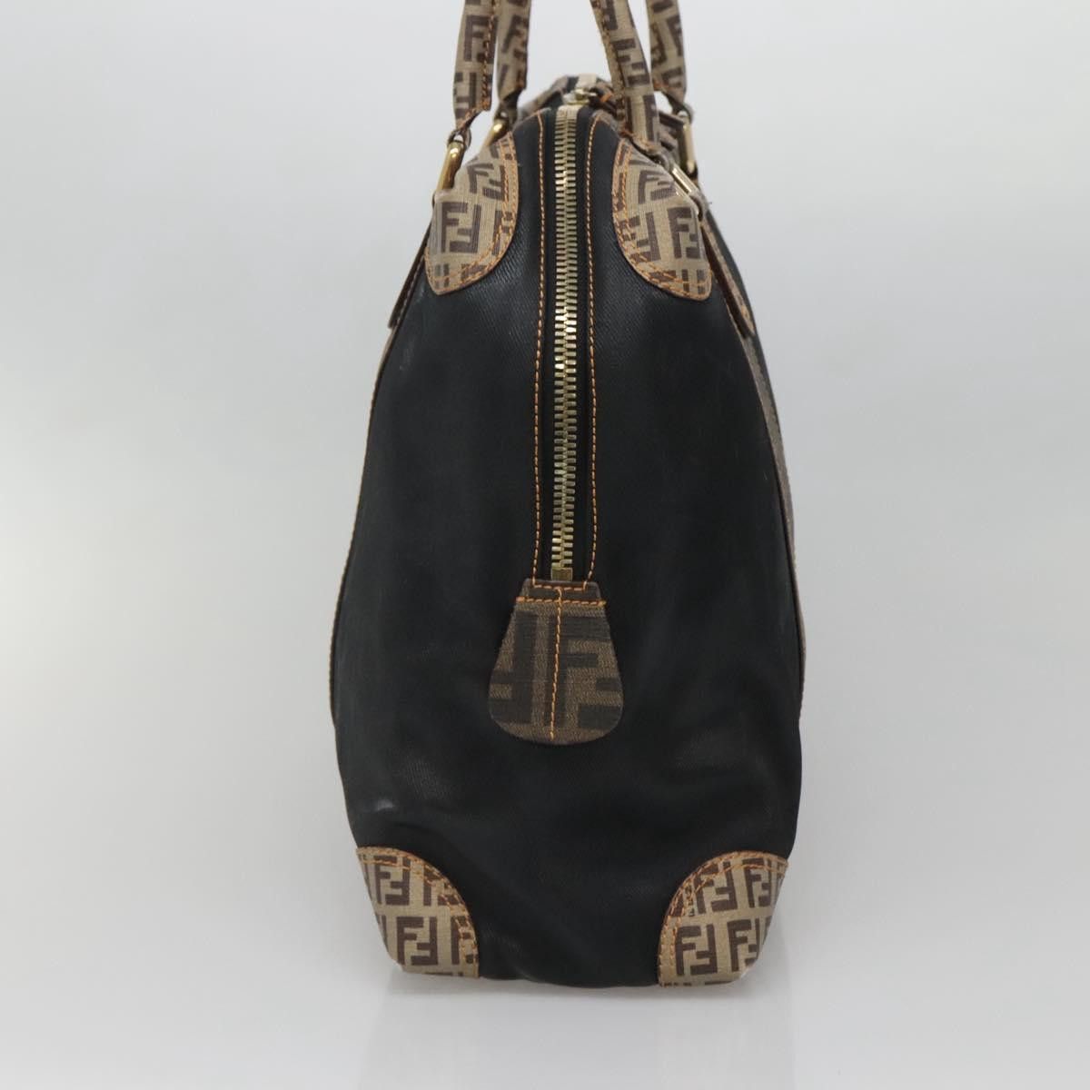 Fendi FENDI Zucchino Hand Bag Coated Canvas Pvc Black Gold Size ONE SIZE - 4 Thumbnail