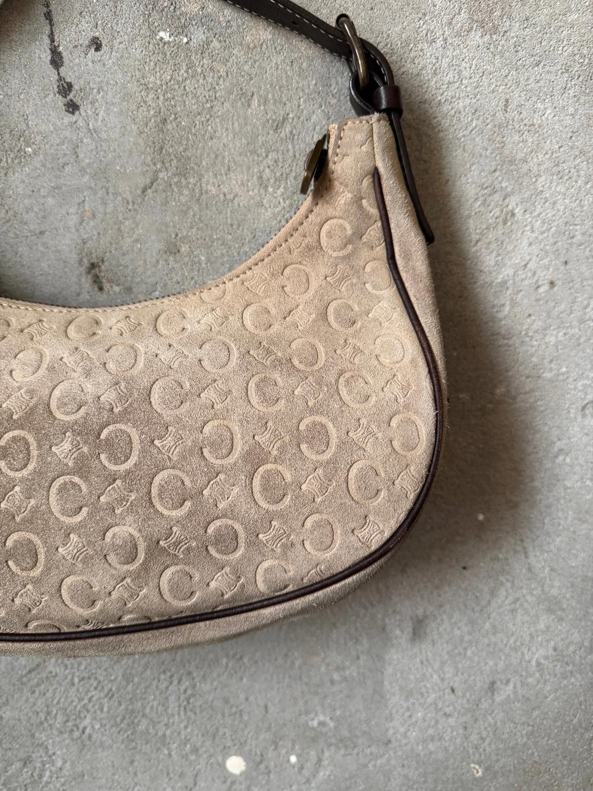 Celine Celine Macadam Suede Ava Shoulder Bag Beige Size ONE SIZE - 7 Thumbnail