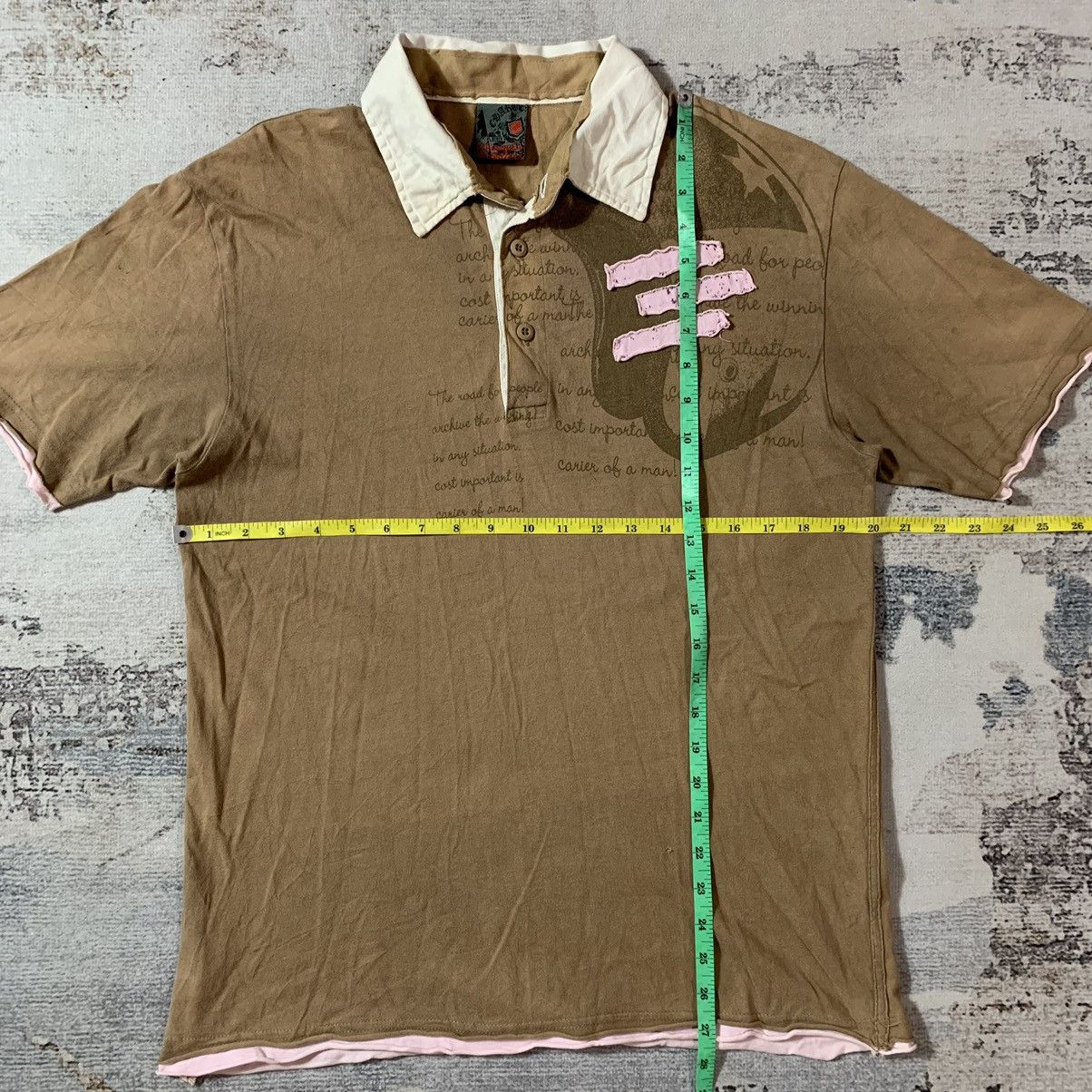 20471120 2000s Double Layers Poem Polo Tshirt Size US L / EU 52-54 / 3 - 12 Thumbnail
