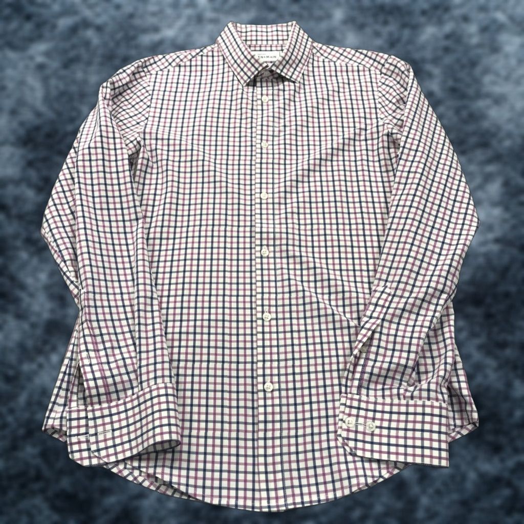 Mizzen+Main Mizzen+Main Shirt Mens Large Pink Check Casual Stretch Trim Fit Button-Up Long Sleeve Size US L / EU 52-54 / 3 - 1 Thumbnail