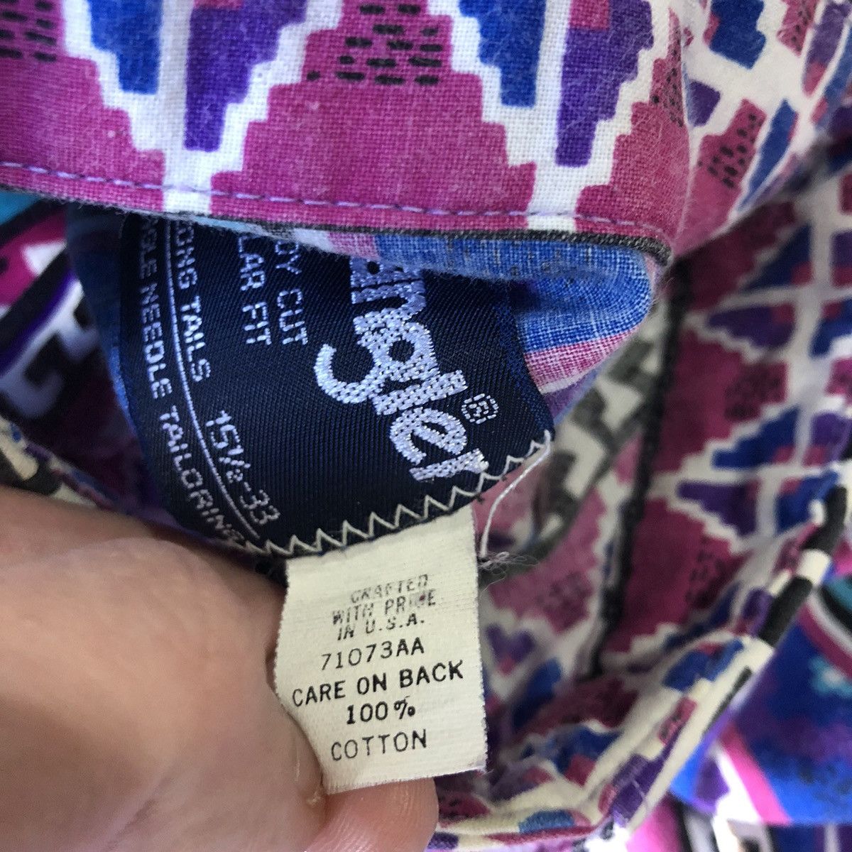 Vintage × Wrangler Vintage 90s Wrangler Western Shirt Aztec Stripe Pattern Size US L / EU 52-54 / 3 - 5 Thumbnail