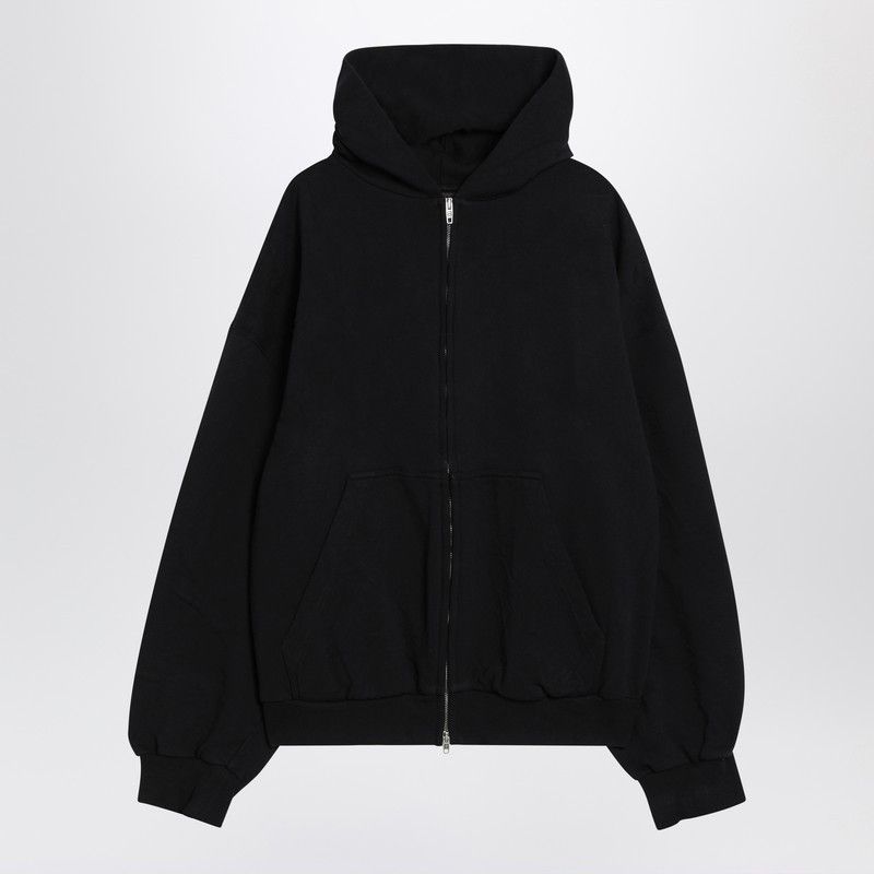 Balenciaga Washed Black Flipped Uni Regular Fit Zip Hoodie