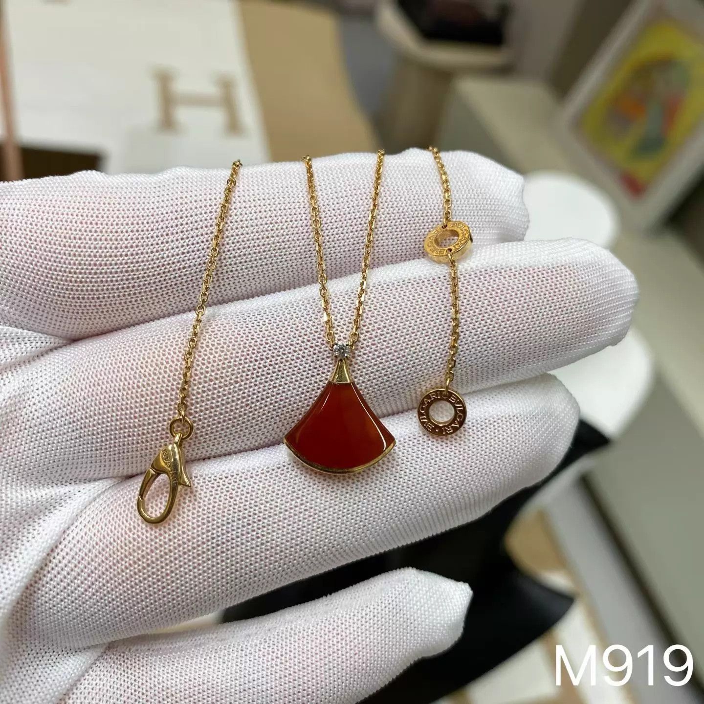 Bvlgari Bvlgari DIVAS’ DREAM Red Agate Fan Necklace ’20 LN M919 Size ONE SIZE - 6 Thumbnail