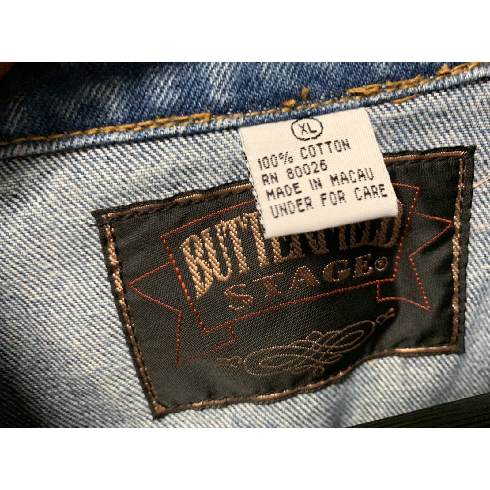 Denime VINTAGE 90s Direct TV Promo Butterfield Stage Denim Trucker Jacket Men's XL Blue Size US XL / EU 56 / 4 - 5 Thumbnail