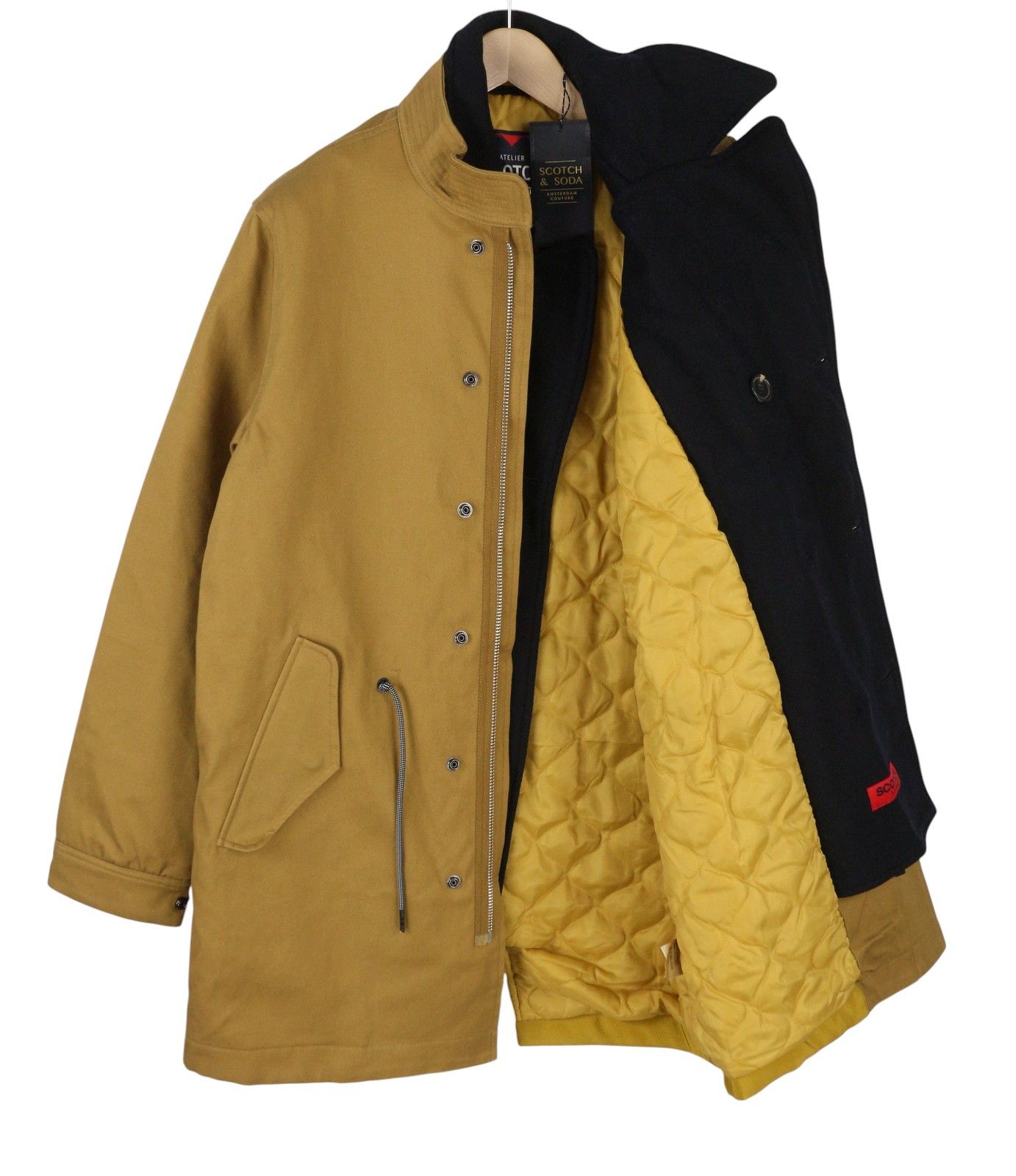 Scotch & Soda ATELIER M Brown Double Collar Drawstring Peacoat 88472 Size US M / EU 48-50 / 2 - 2 Thumbnail