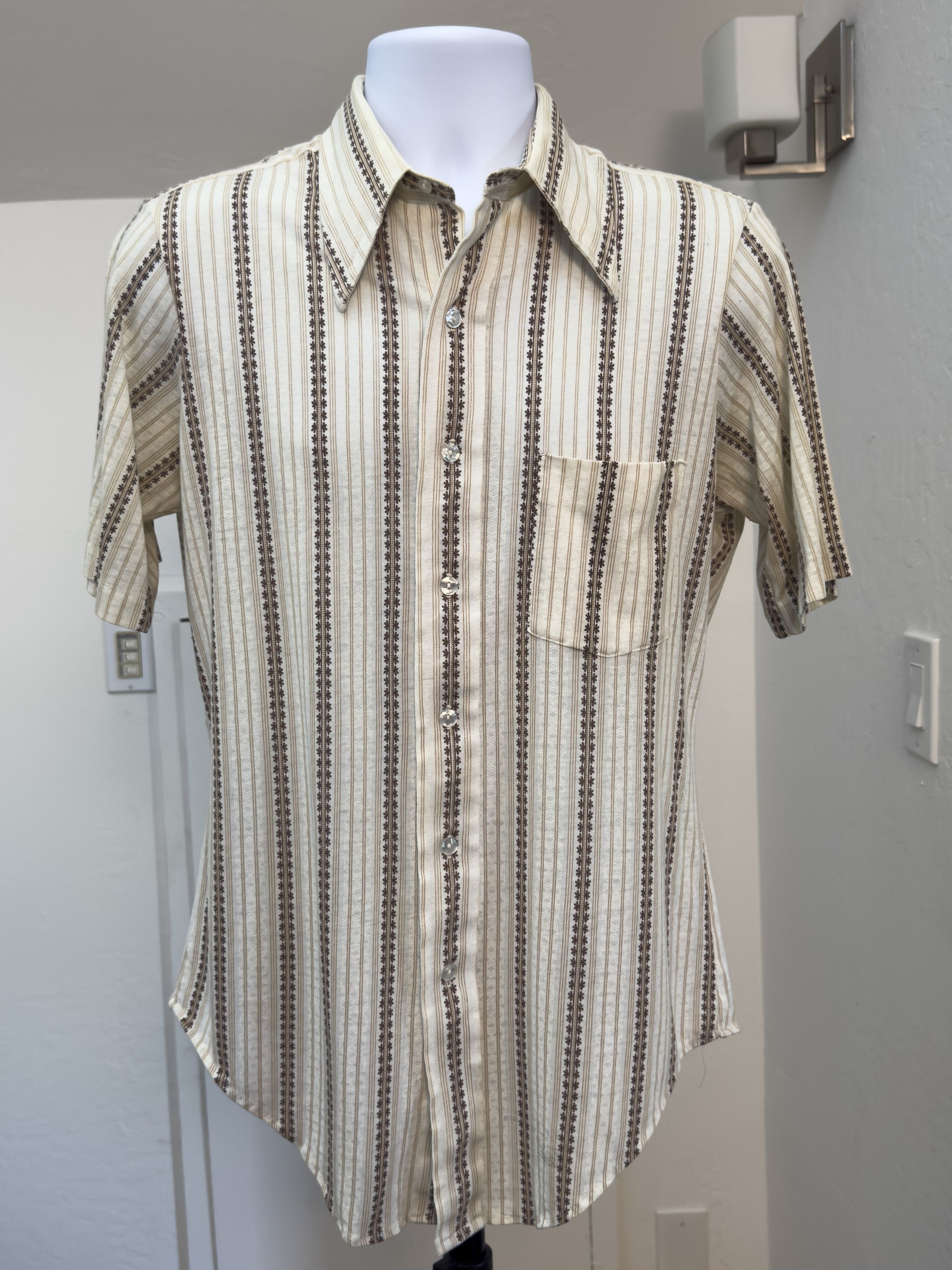 Other Vintage Arrow Knits 70s Striped Short Sleeve Button Up Shirt Size US M / EU 48-50 / 2 - 1 Thumbnail