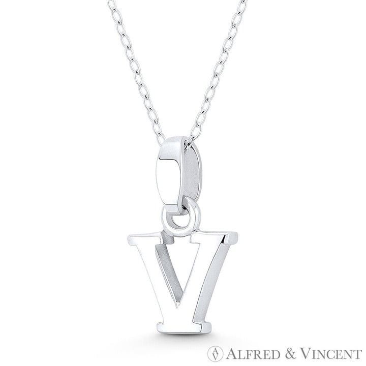 Other Initial Letter "V" Charm 3D Pendant in .925 Sterling Silver Size ONE SIZE - 1 Preview