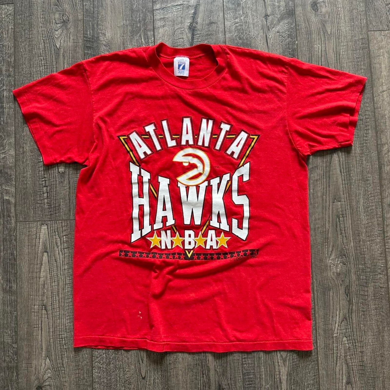 Logo 7 × NBA × Vintage Vintage 80s Logo 7 NBA Atlanta Hawks Basketball Tee Shirt Size US L / EU 52-54 / 3 - 4 Thumbnail