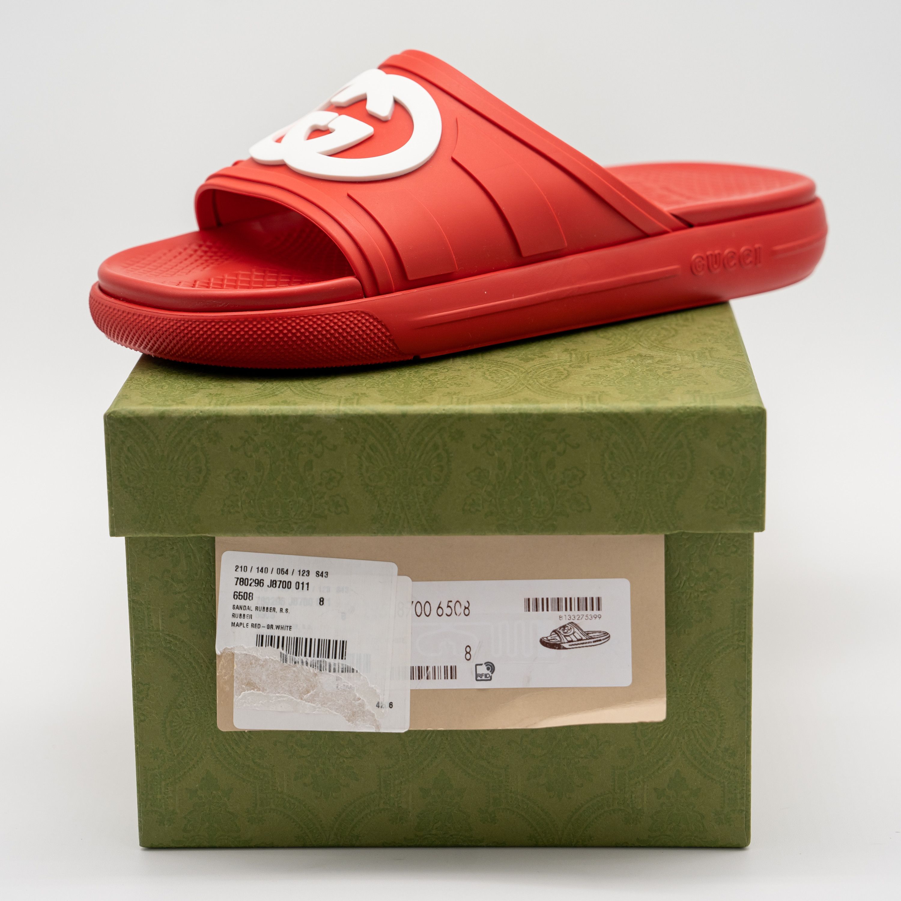 Gucci 8G 8.5 US Gucci GG White Red Slides Sandals Rubber Size US 8.5 / EU 41-42 - 10 Thumbnail