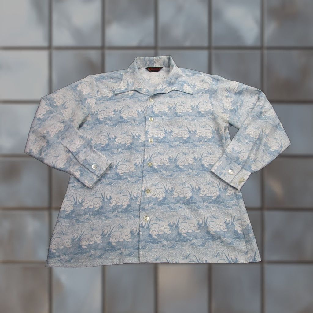 Vintage VINTAGE Jaymar Shirt Men Large Blue Floral Button-Front 70s Long Sleeve 1970s Size US L / EU 52-54 / 3 - 1 Thumbnail