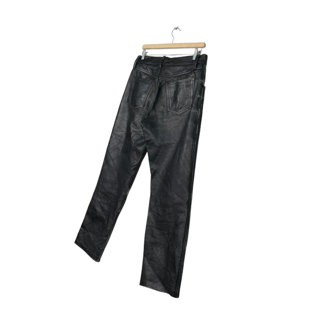 Genuine Leather 🔥VINTAGE BIKER GENUINE LEATHER PANTS FMC ISSEY MIYAKE Size US 33 - 14 Thumbnail