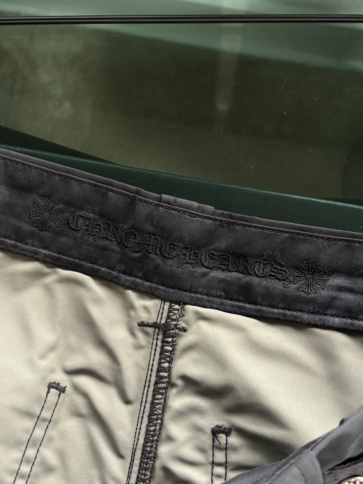 Chrome Hearts CHROME HEARTS | LEATHER CROSS PATCH NYLON CARPENTER PANTS Size US 31 - 19 Thumbnail