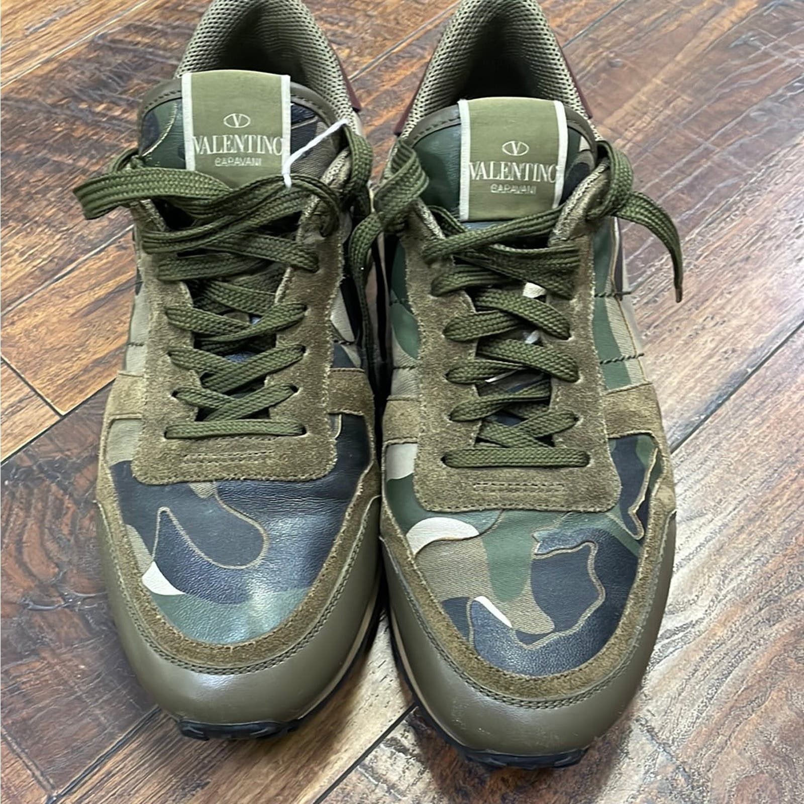 image of Valentino Garavani Rockrunner Camouflage Size 9 (No Box) Shoes in Green, Women's
