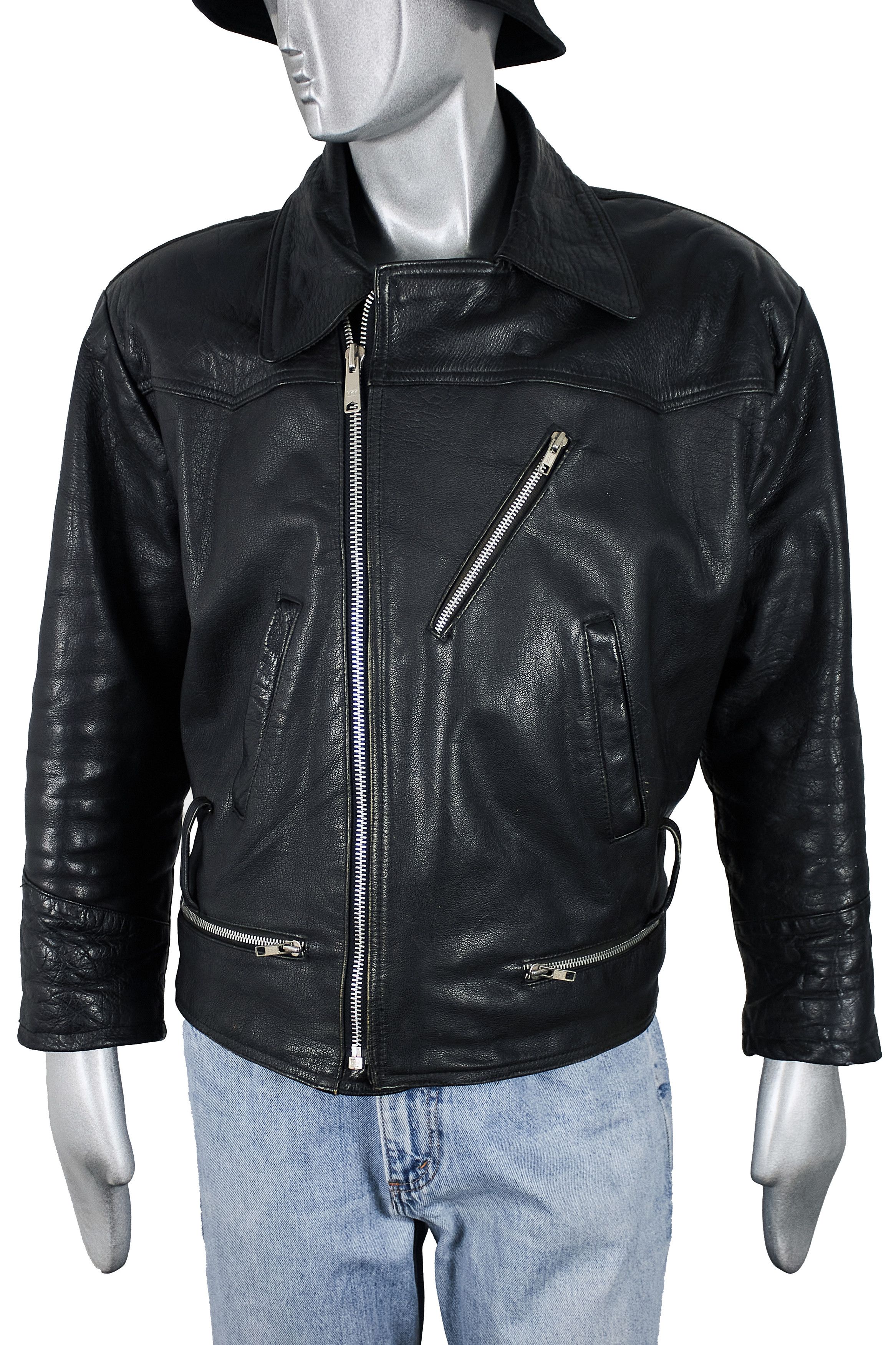 Vintage Vintage 80s Black Leather Motorcycle Biker Jacket Cafe Racer Size US L / EU 52-54 / 3 - 3 Thumbnail