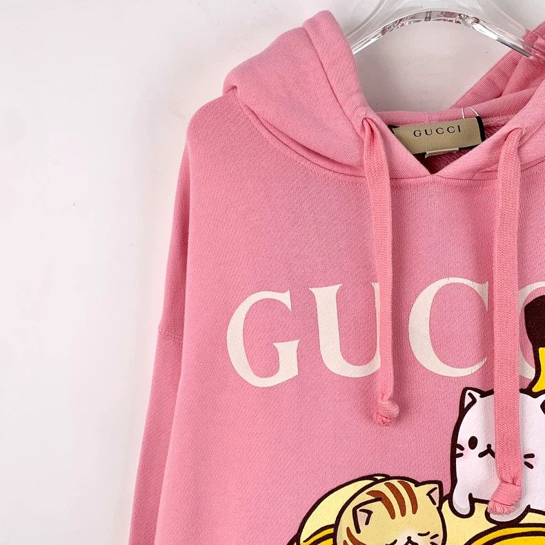 Gucci Gucci Pink banana cat letter print cotton round-neck long- Size L / US 10 / IT 46 - 3 Thumbnail