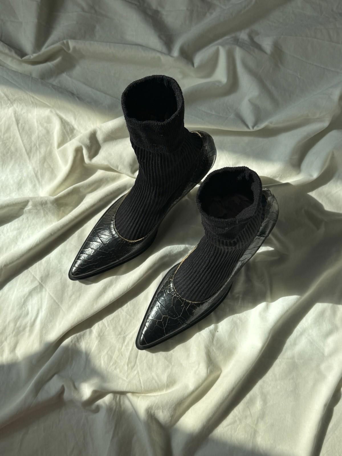 Miu Miu !NEW FW 2001 Miu Miu Cracked Leather Attached Sock Heels Size US 6 / IT 36 - 4 Thumbnail