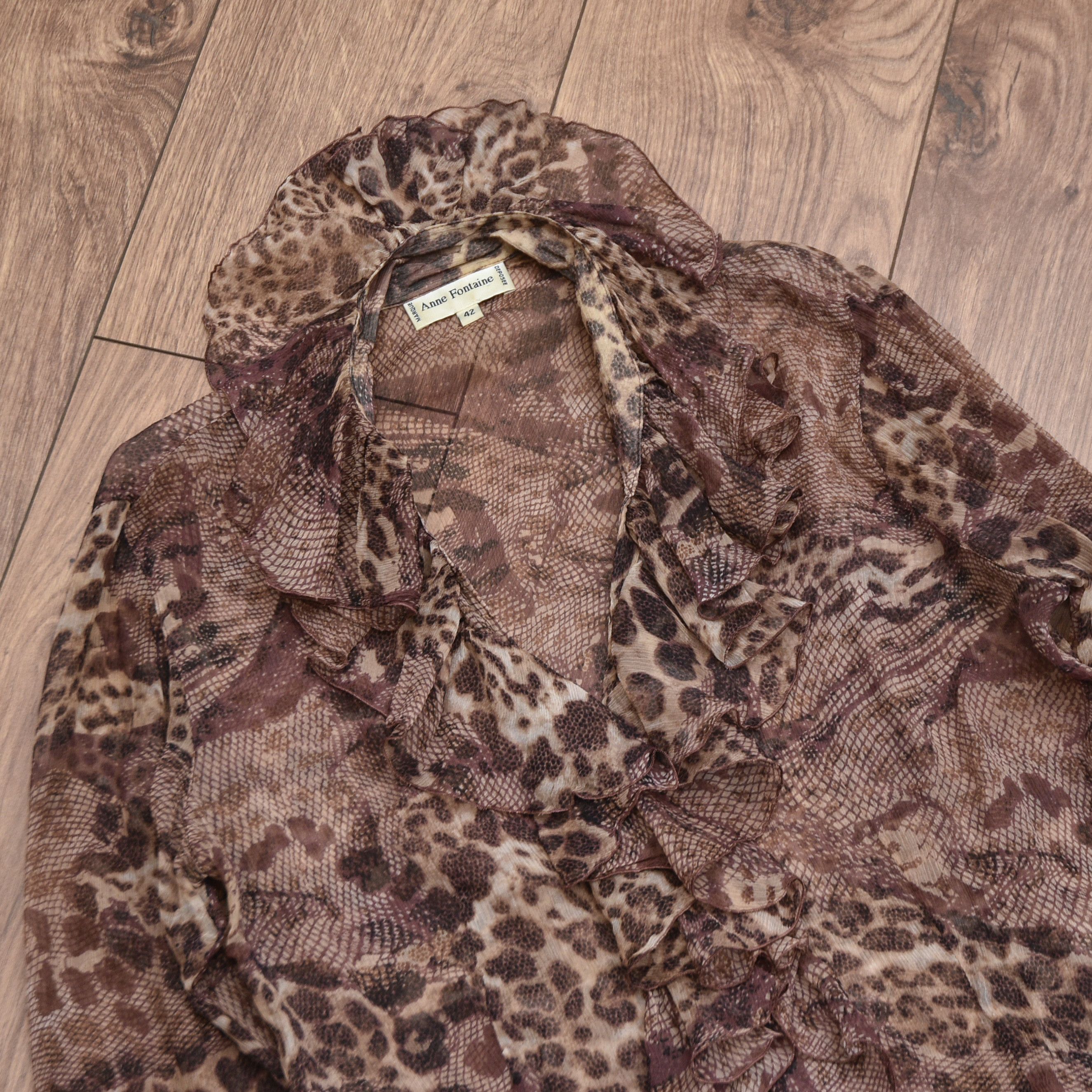 ANNE FONTAINE ANNE FONTAINE Leopard Print Chiffon Blouse Shirt Ruffle Y2k Size M / US 6-8 / IT 42-44 - 6 Thumbnail