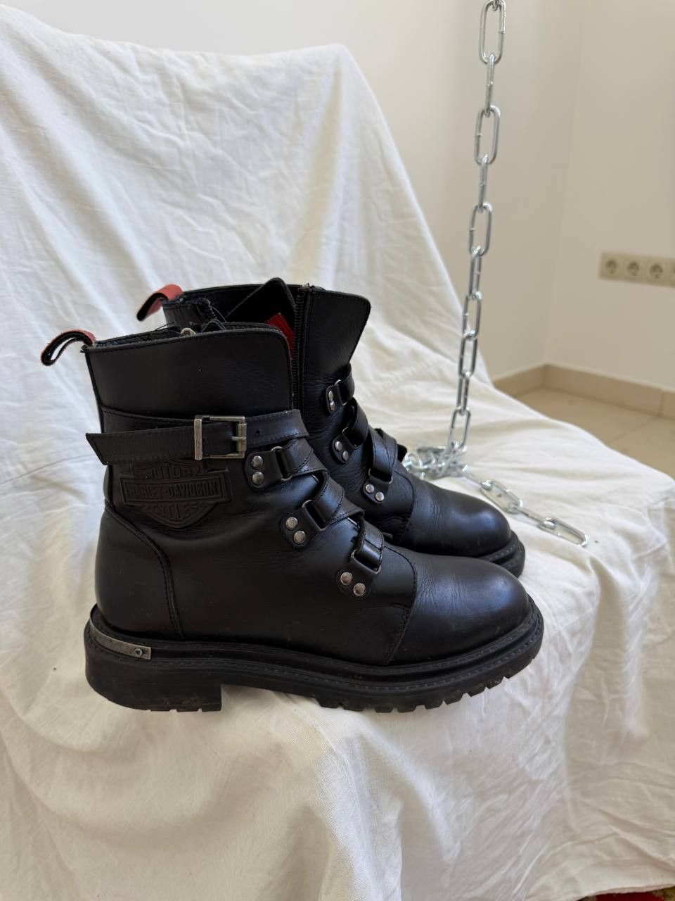 Harley Davidson Vintage 90s Harley-Davidson Ankle-Zip Leather Boots Y2K Size US 6 / EU 39 - 3 Thumbnail