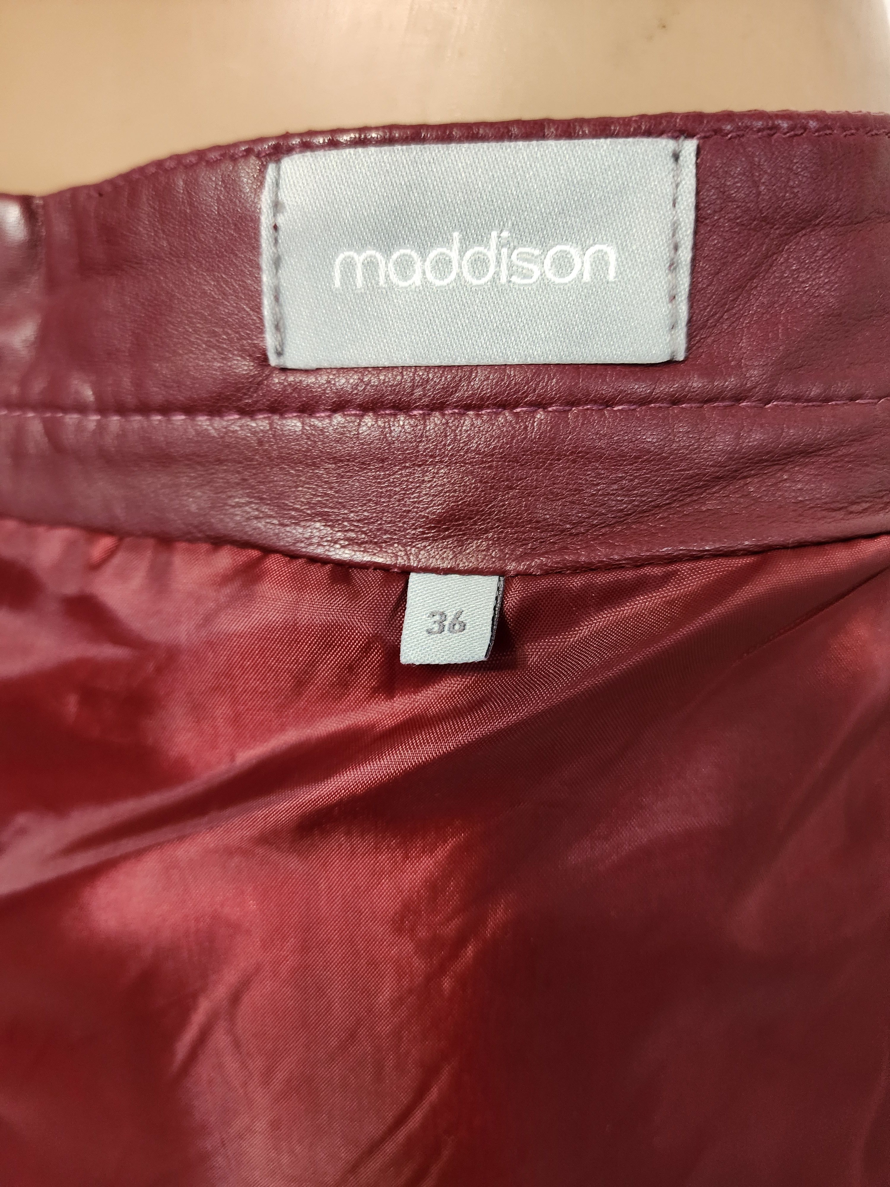 Marks & Spencer Red Leather Skirt Size 29" - 8 Thumbnail