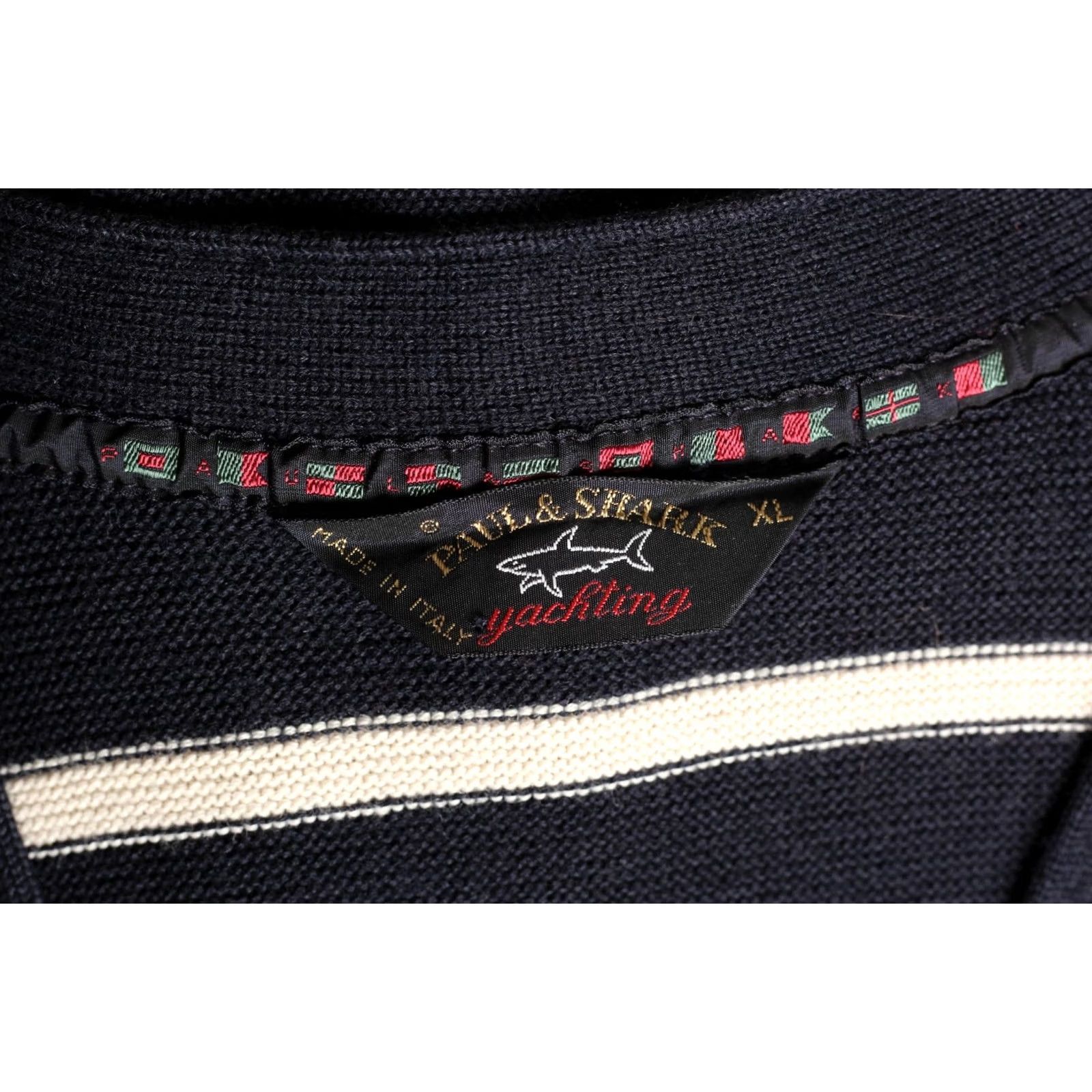 Paul & Shark VINTAGE Paul & Shark Cardigan Jumper Wool Blend Yachting Men XL Blue Knit Striped Logo 90s or 90s-Event Mens Size US XL / EU 56 / 4 - 5 Thumbnail