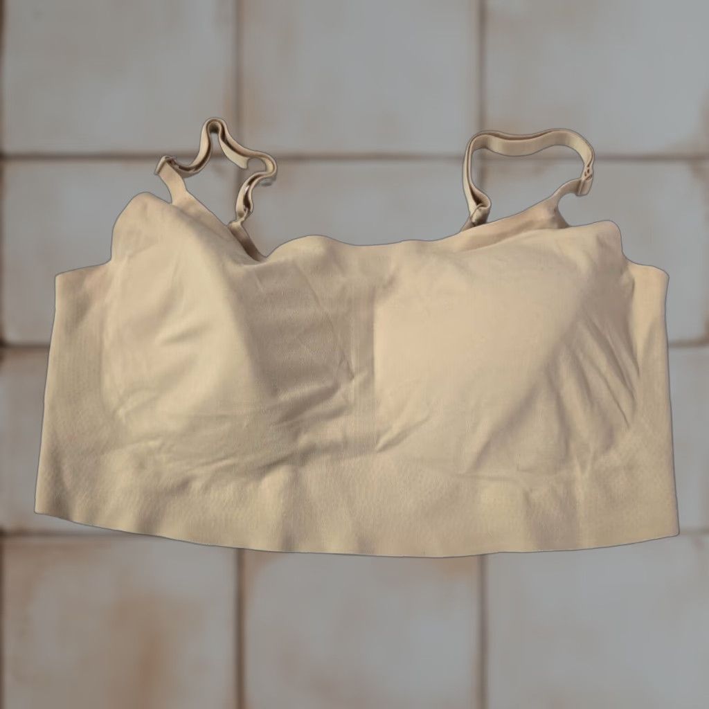 True & Co Wireless Bralette Bra Women Large Beige Lightly Lined Smooth Pullover