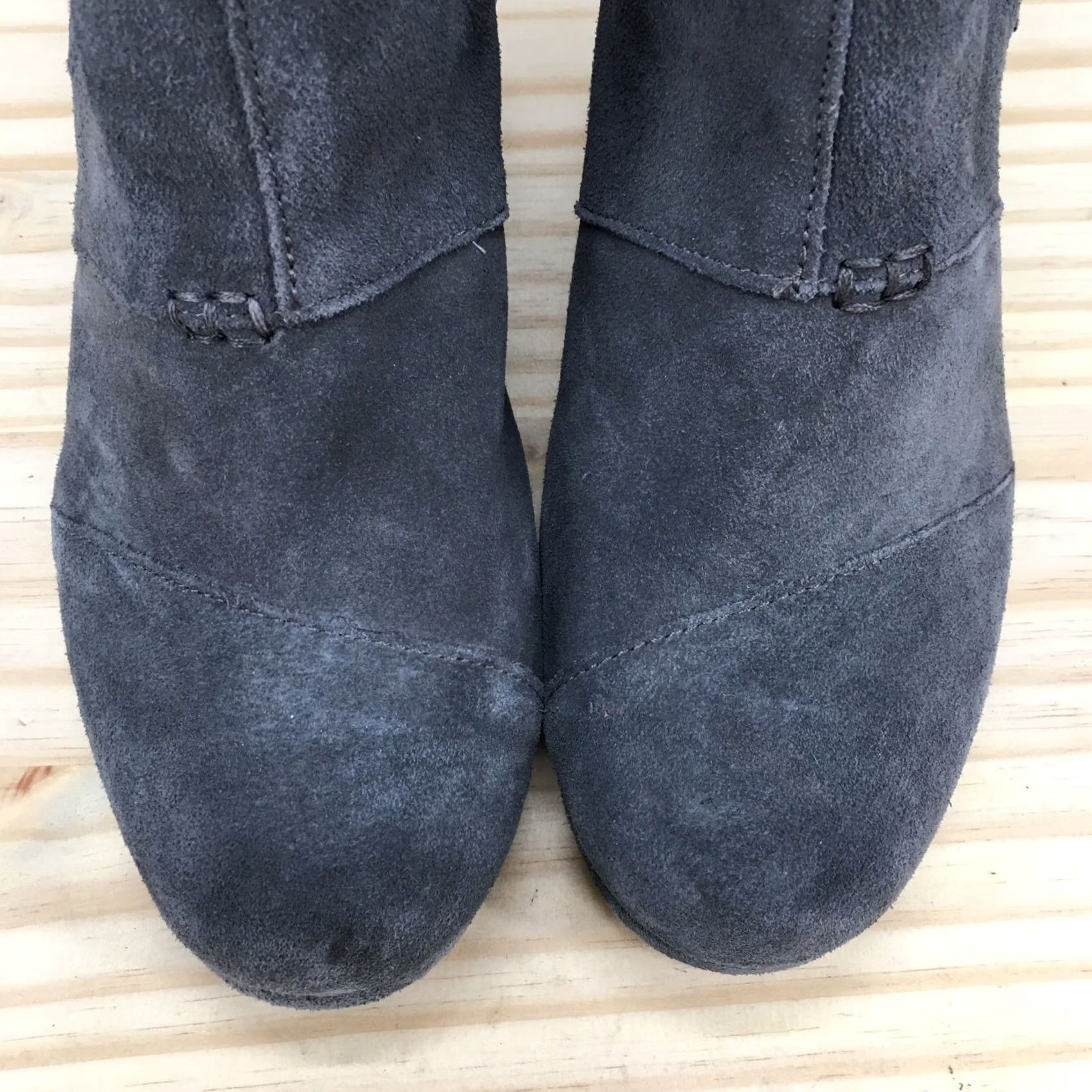 Toms Toms Boots Womens 10 Gray Desert Lace Up Wedge Ankle Bootie Suede Casual 300515 Size US 10 / IT 40 - 6 Thumbnail