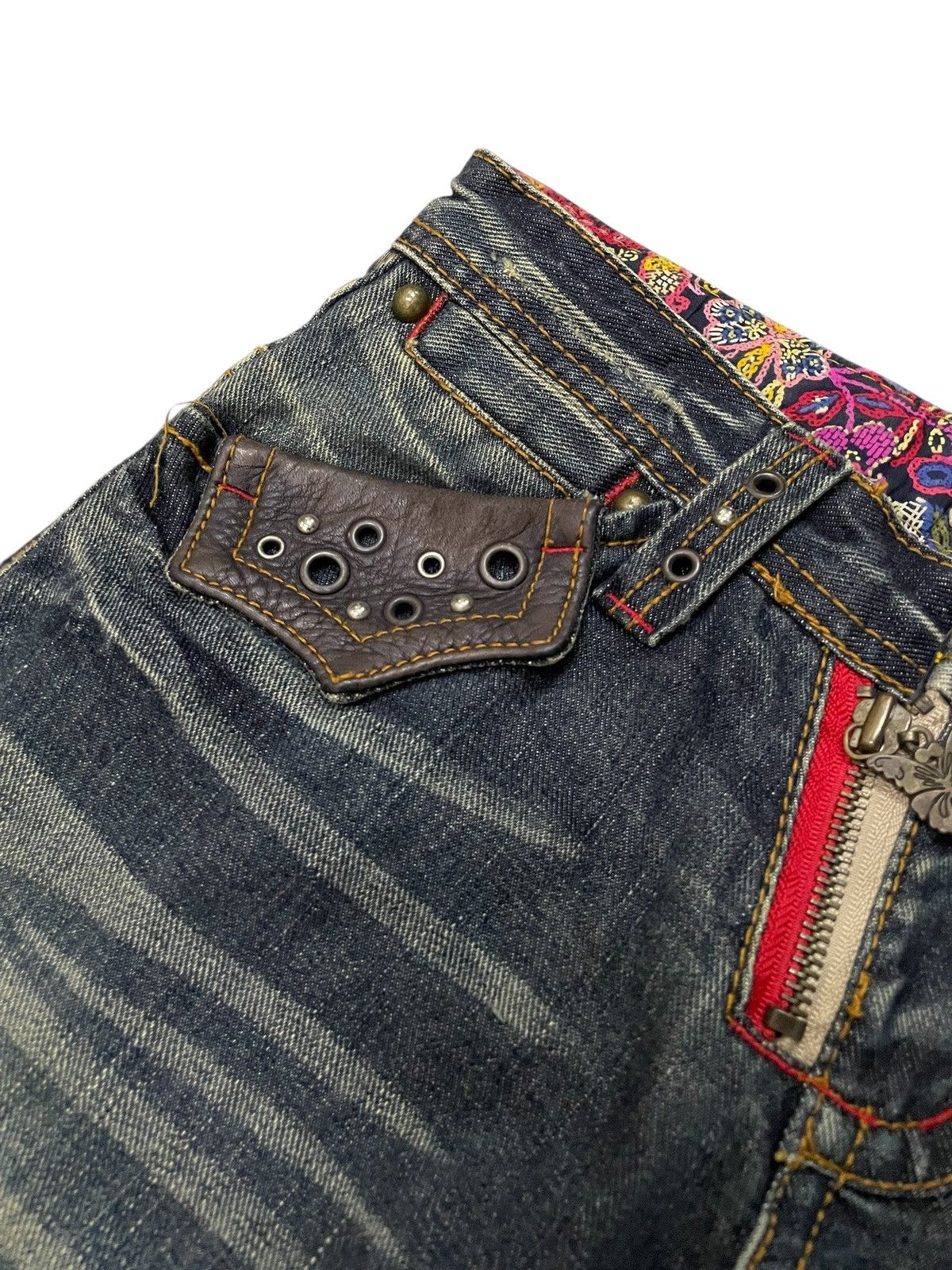 Hysteric Glamour × Japanese Brand LLC Japan Studded Mud Wash Embellished Flare Wide Leg Jeans Size US 29 - 6 Thumbnail