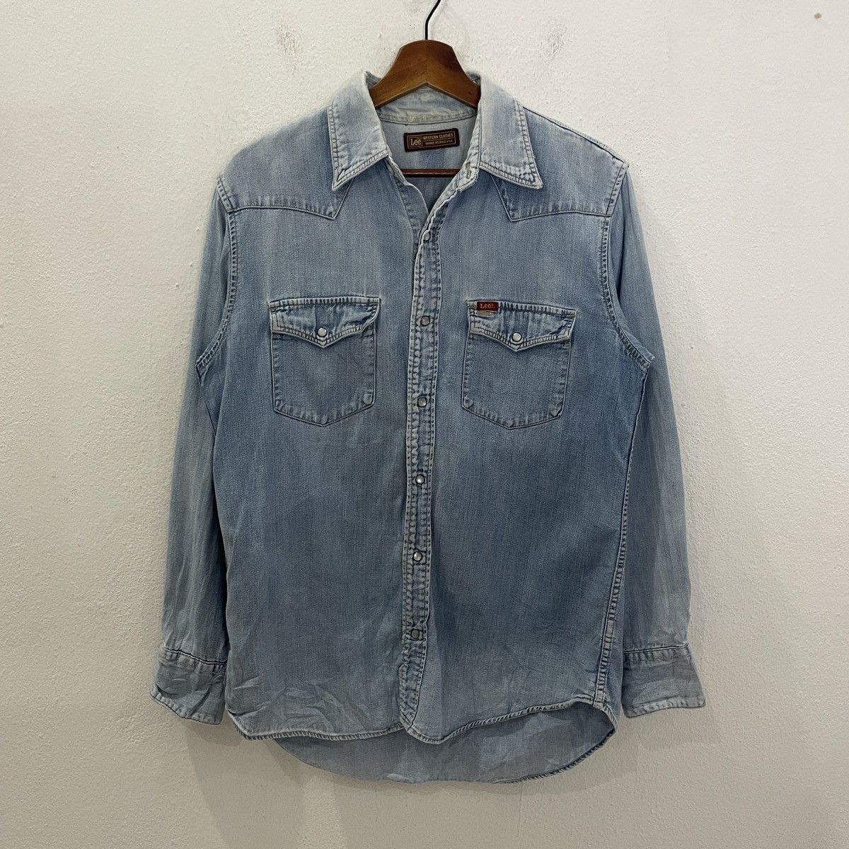image of Vintage Lee Western Denim Button Ups Tee in Blue, Men's (Size Medium)