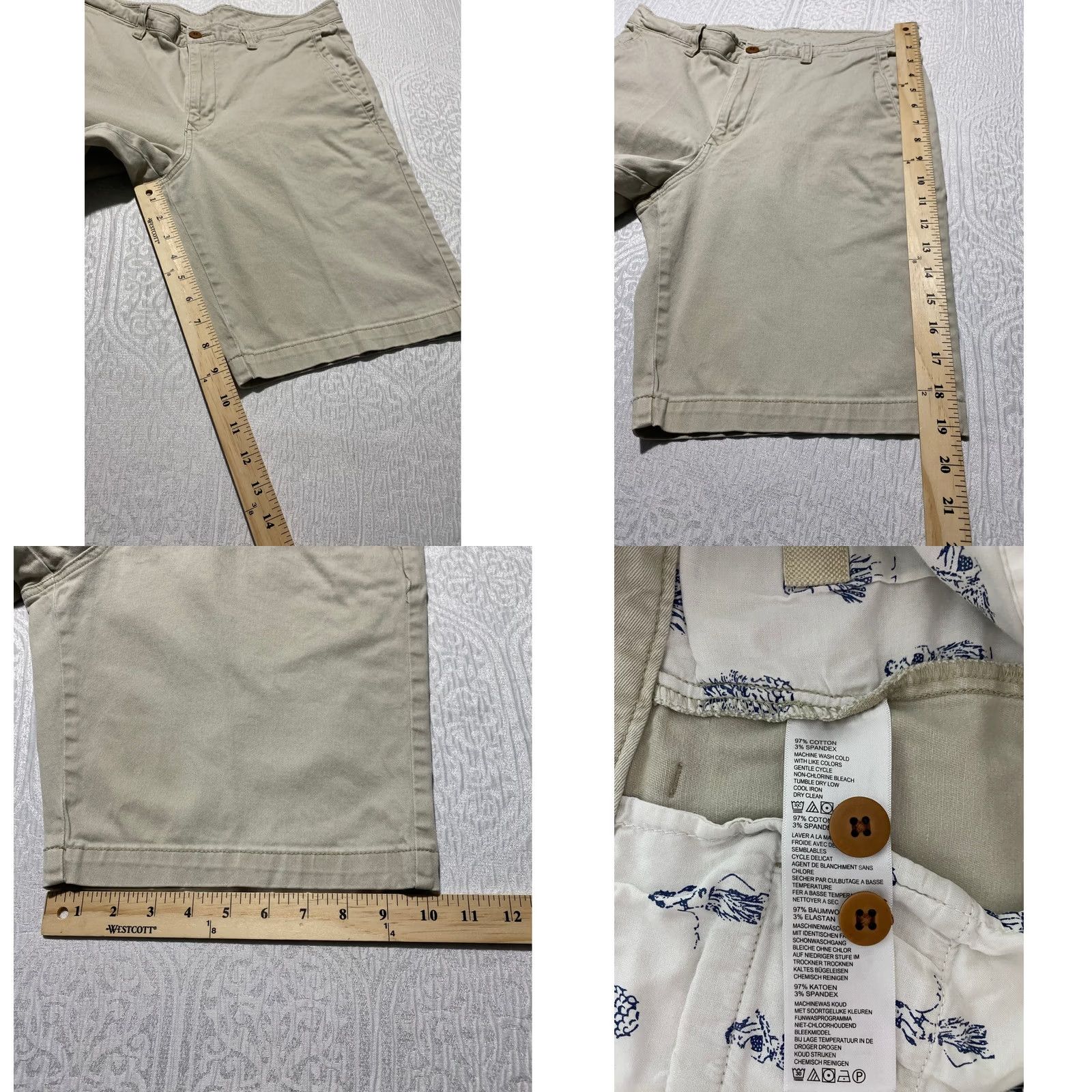 Tommy Bahama VINTAGE Tommy Bahama Mens Chino Shorts Khaki Beige 33 Pineapple Trim Spin? Size US 33 - 8 Thumbnail