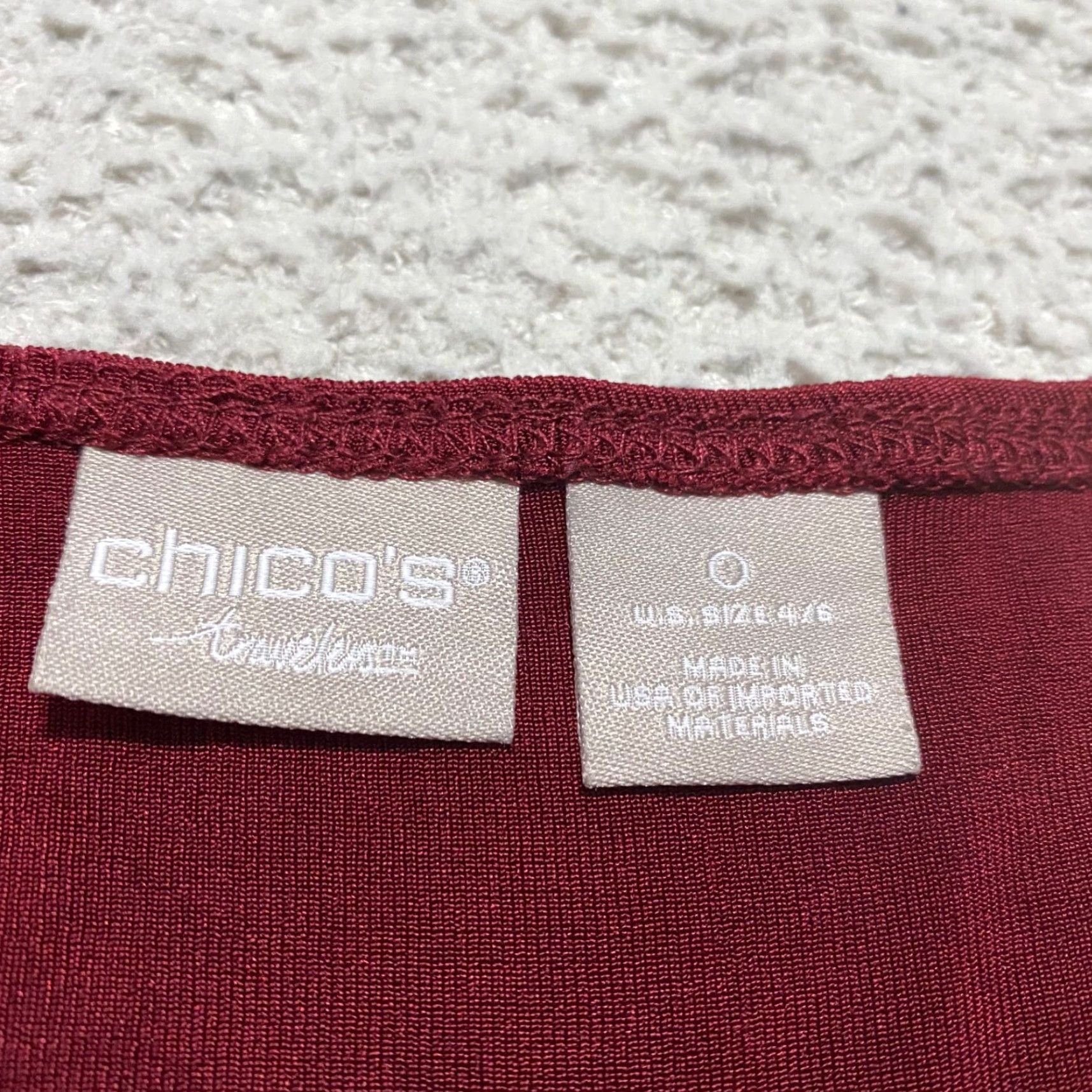 Vintage Chico's Womens sz 0 Shirt Red Tunic 3/4 Sleeve Asymmetric Hem US 4/6 Travelers Size M / US 6-8 / IT 42-44 - 6 Thumbnail