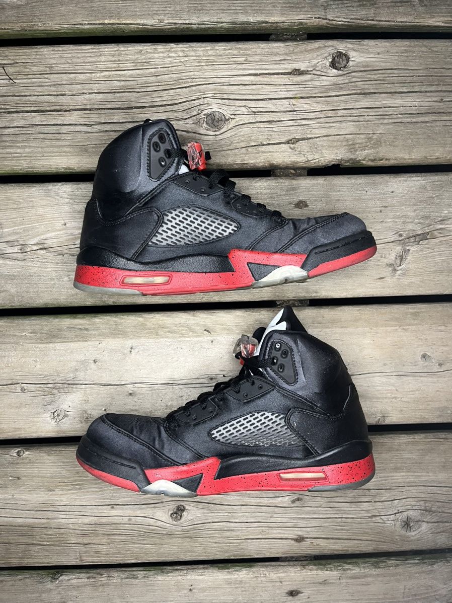 Jordan Brand Air Jordan 5 Retro Black Satin Red With Box Size US 9.5 / EU 42-43 - 2 Thumbnail