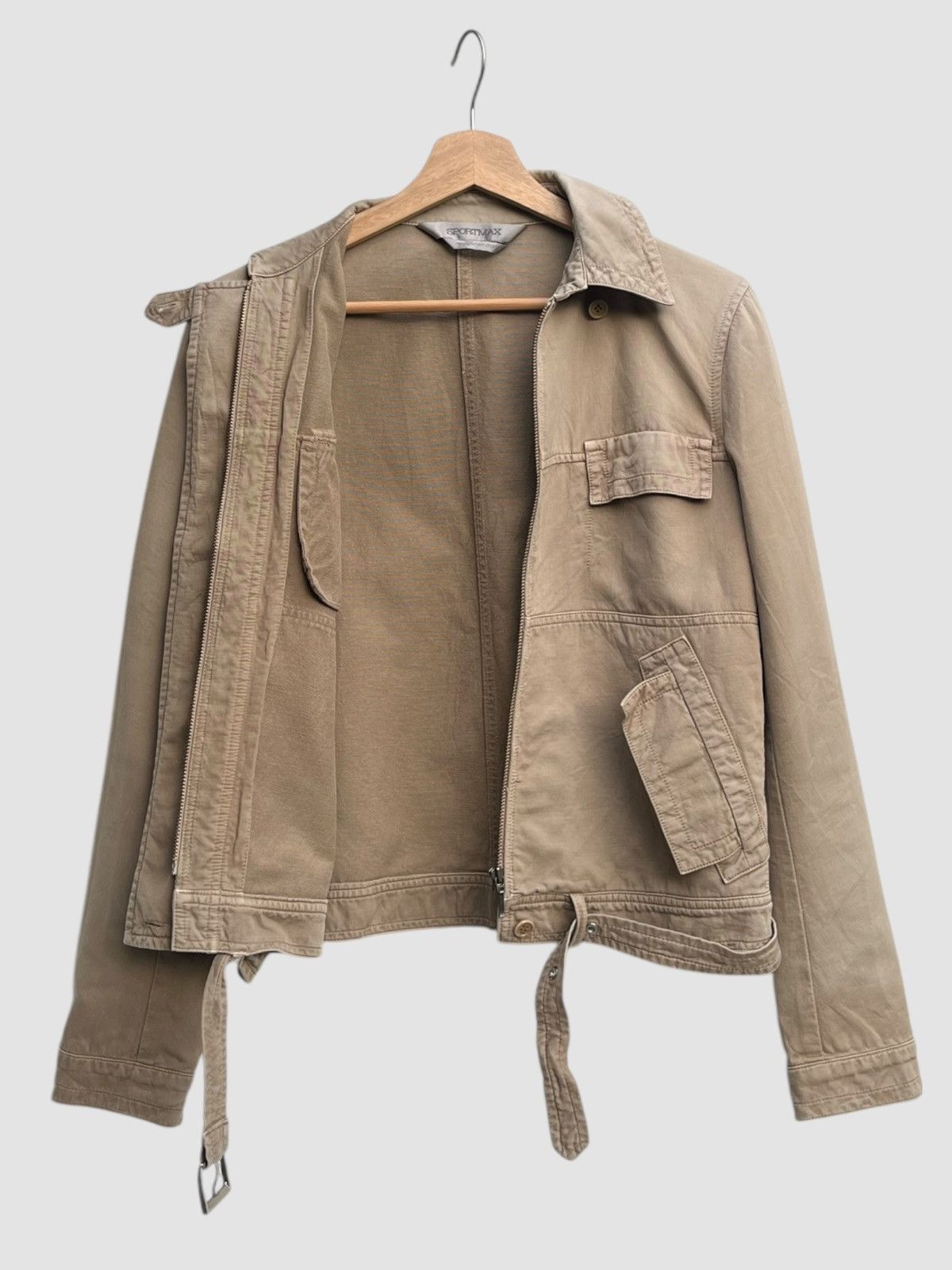 Sportmax Sportmax Cotton Utility Jacket Khaki Made in Italy Size XS / US 0-2 / IT 36-38 - 2 Thumbnail