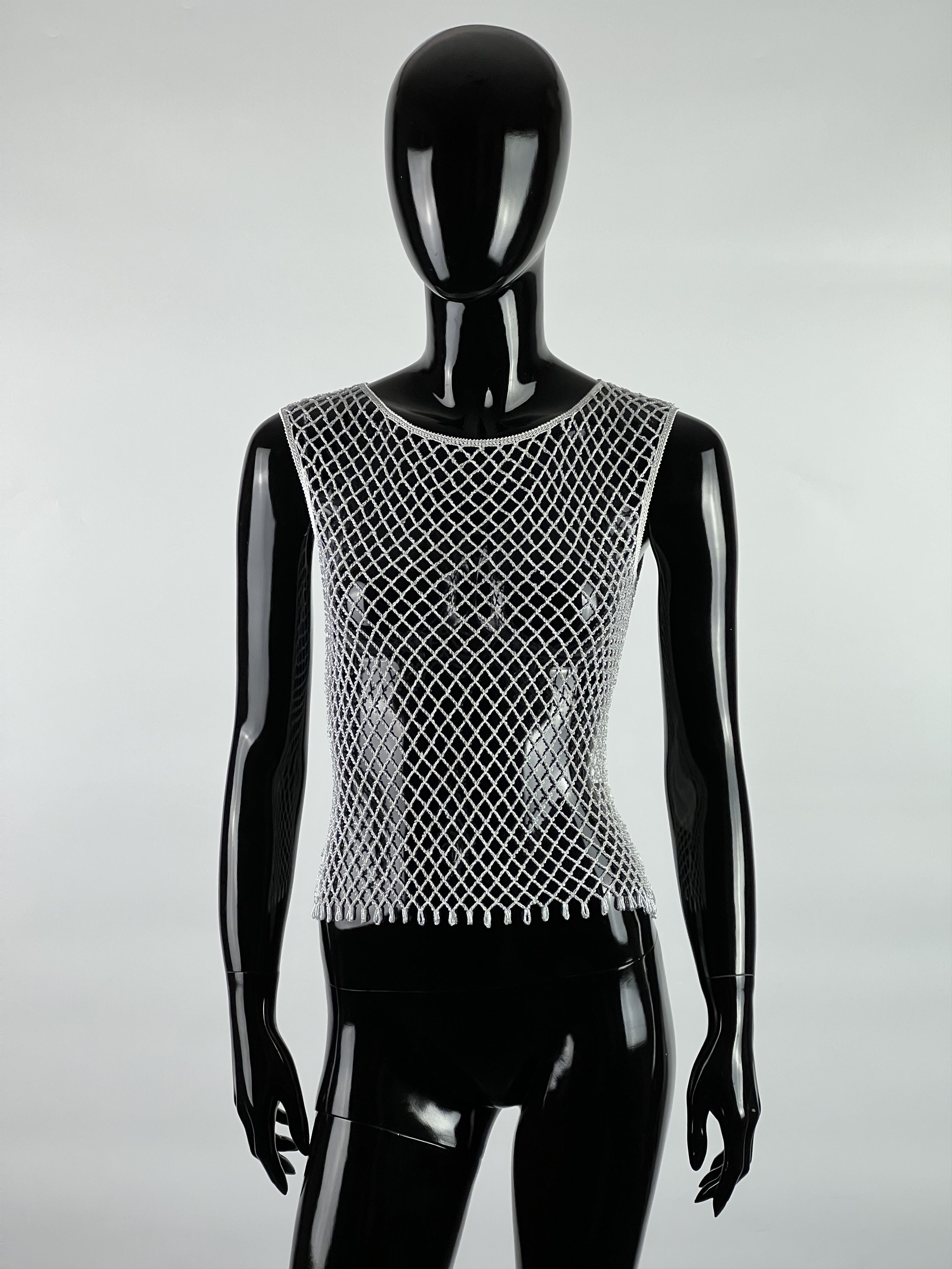 Other Nicowa Mesh Fishnet Croshet Beaded Baby Tee Tank Top Size36 Size S / US 4 / IT 40 - 1 Thumbnail